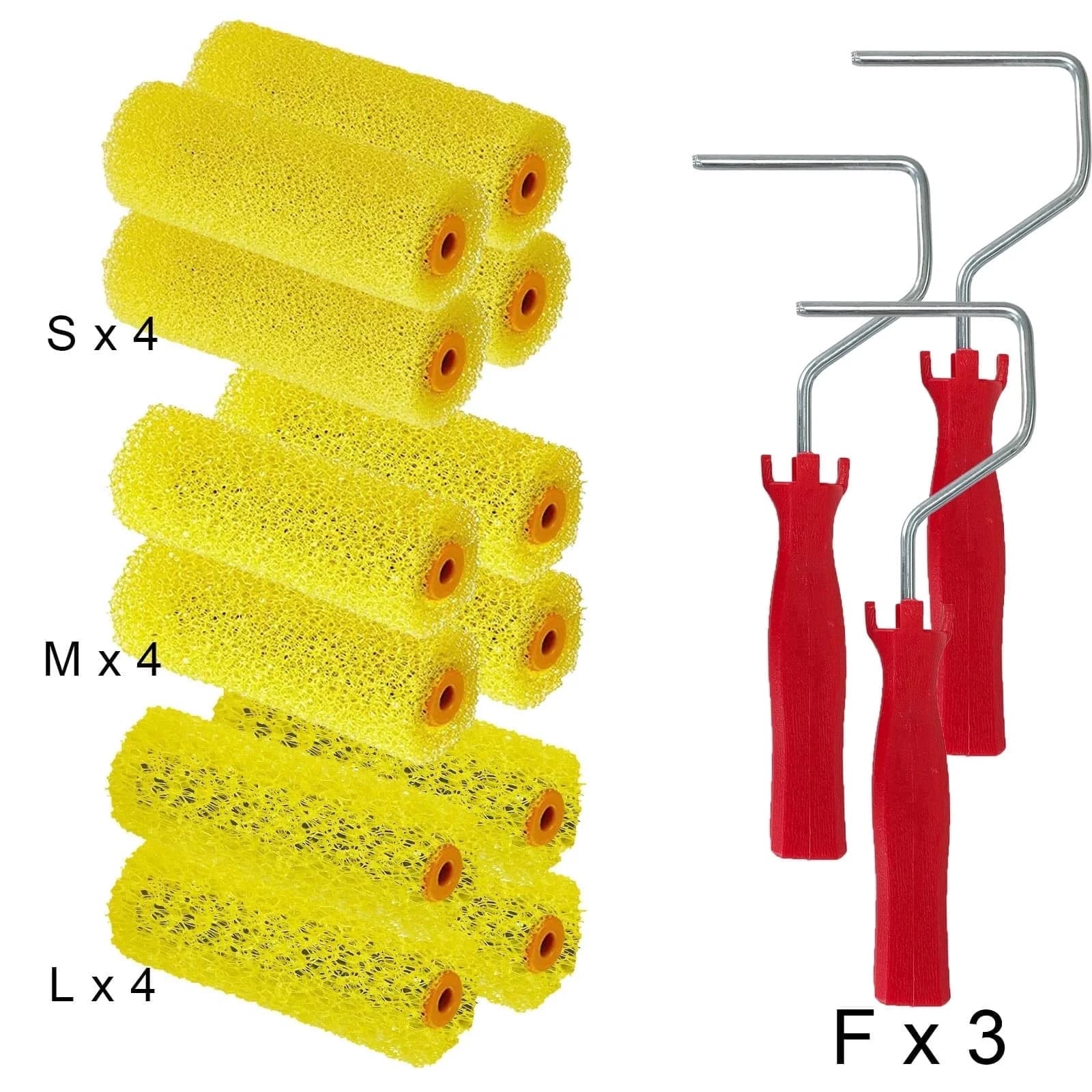 YUNLEISHOP 15-Piece Texture Paint Roller Set, 1/2 in Nap Foam Pattern Roller Covers with 3 Frame Handles for Wall Art Coating and Interior House Painting