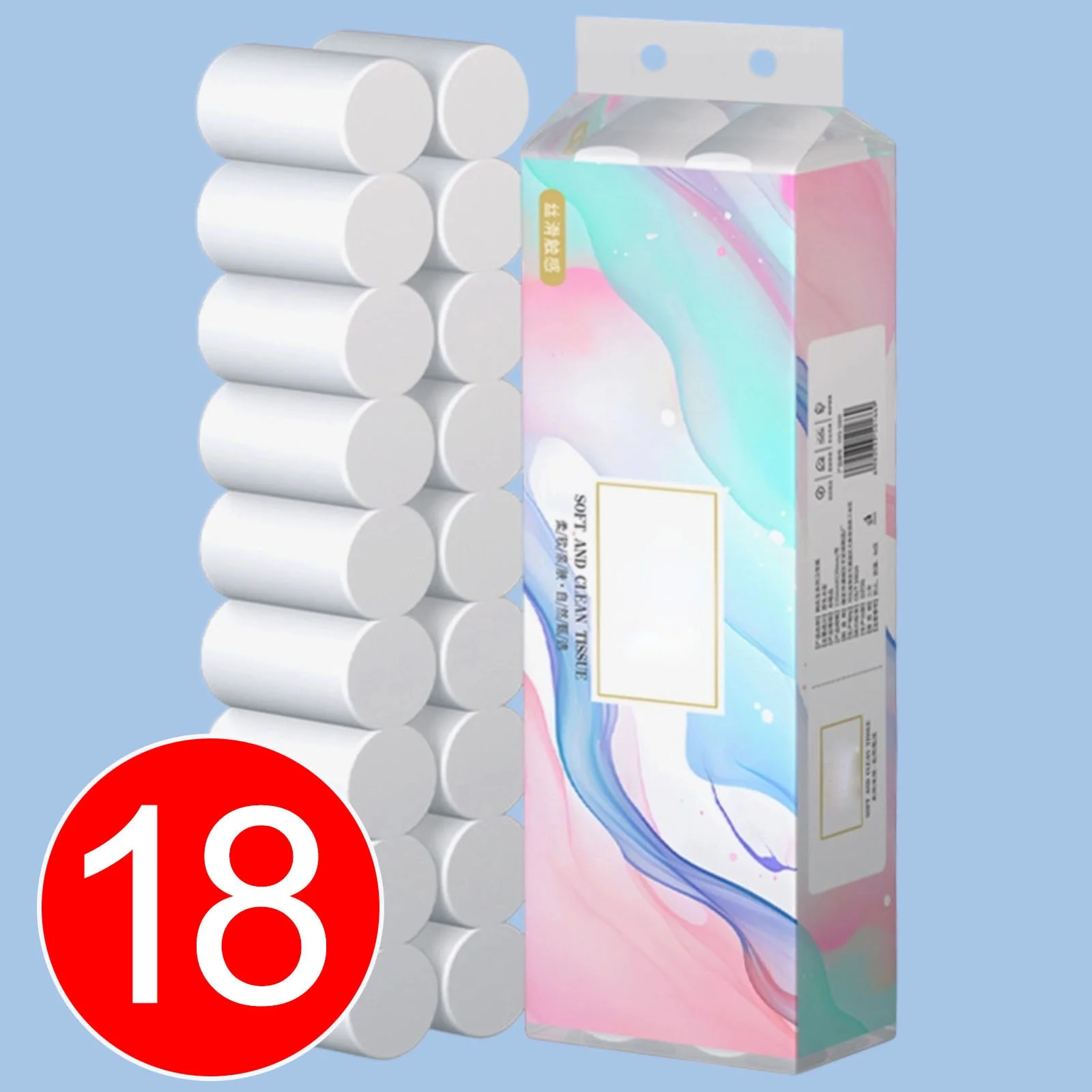 18 Rolls 4-Ply Toilet Paper, Soft & Strong Bath Tissue, 100% Wood Pulp, 360g Total Weight, 20g Per Roll, Versatile for Bathroom & Kitchen Use, Affordable Bulk Pack, Eco-Friendly Household Essential