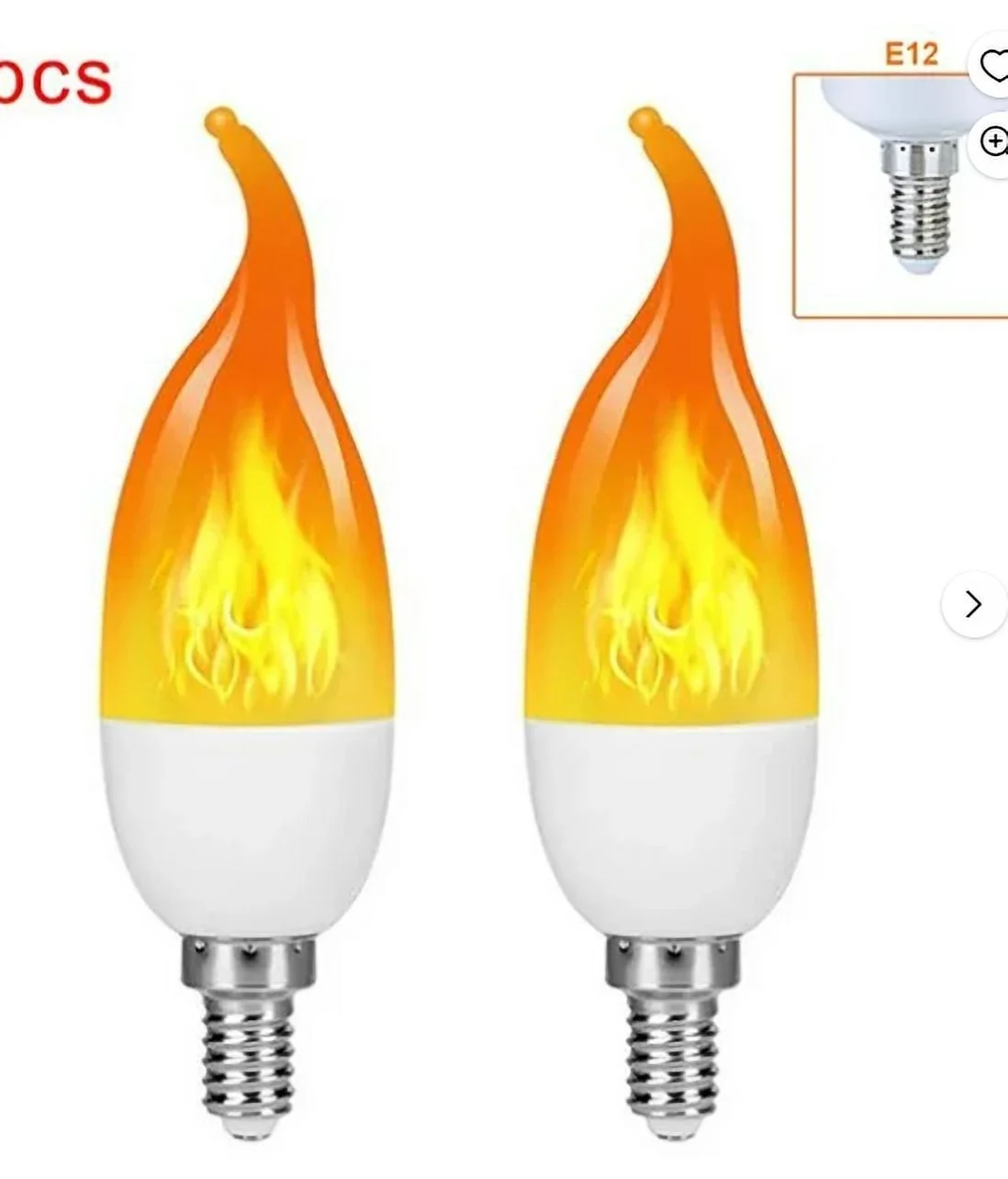 2 Pack Vintage LED Flame Effect Light Bulb, Orange Yellow Flickering Fire E12 Bulb, Torch Candle Lamp Replacement for Halloween Christmas Indoor Outdoor Decor