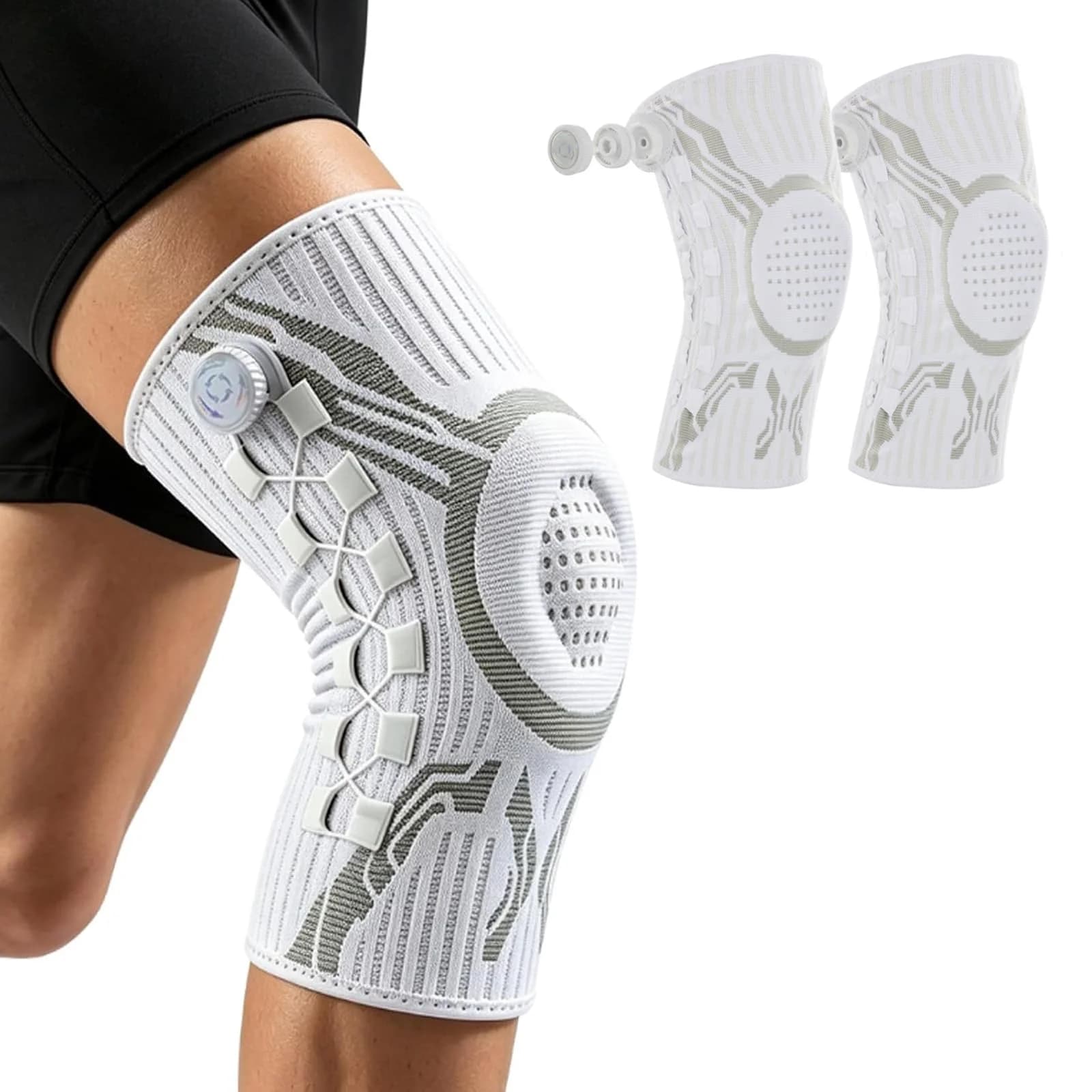 2027 New Knee Sleeve, Adjustable Knee Brace with Micro-Adjustment Dial System, Anti-Slip Breathable, Comfortable Support, for Running, Workout, Unisex