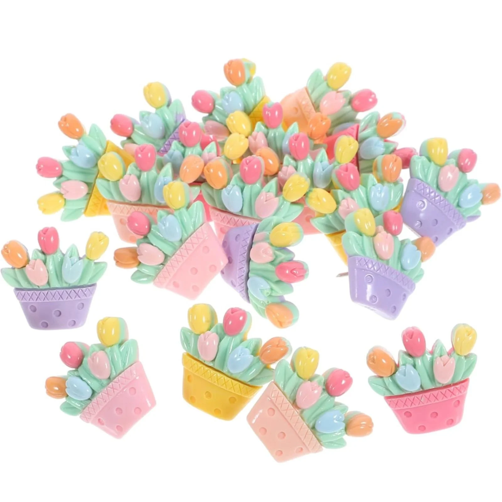 20Pcs Flower Push Pins - Bulletin Board Decoration, Photo Wall Cork Board, Creative Office Supplies, Home Decor Pink