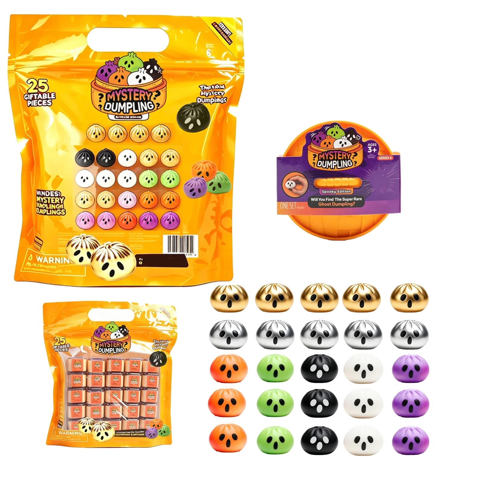 25 Mystery Dumplings Chrome Edition extra mini 25 pack of dumplings 25 pack of extra mini Squishy dumplings Extra Mini Mystery Dumpling Set for Kids Halloween Party FavorsHoliday Small Gifts