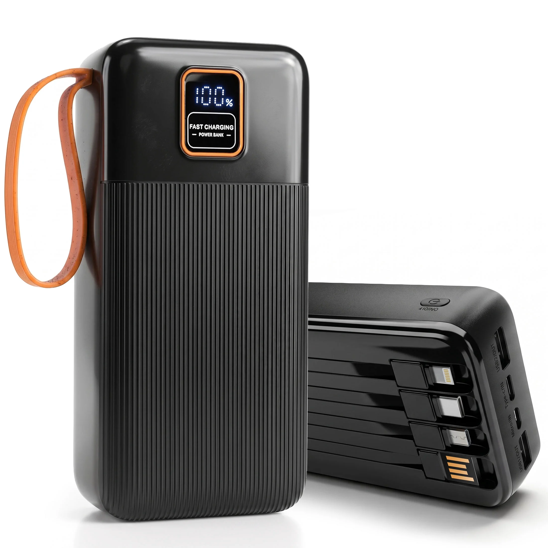SOLPOWBEN 38800mAh Portable Charger Power Bank, 22.5W Fast Charging Slim Travel Battery Pack with 4 Builtin Cables, MultiPorts for Outdoor, iOS & Android Devices
