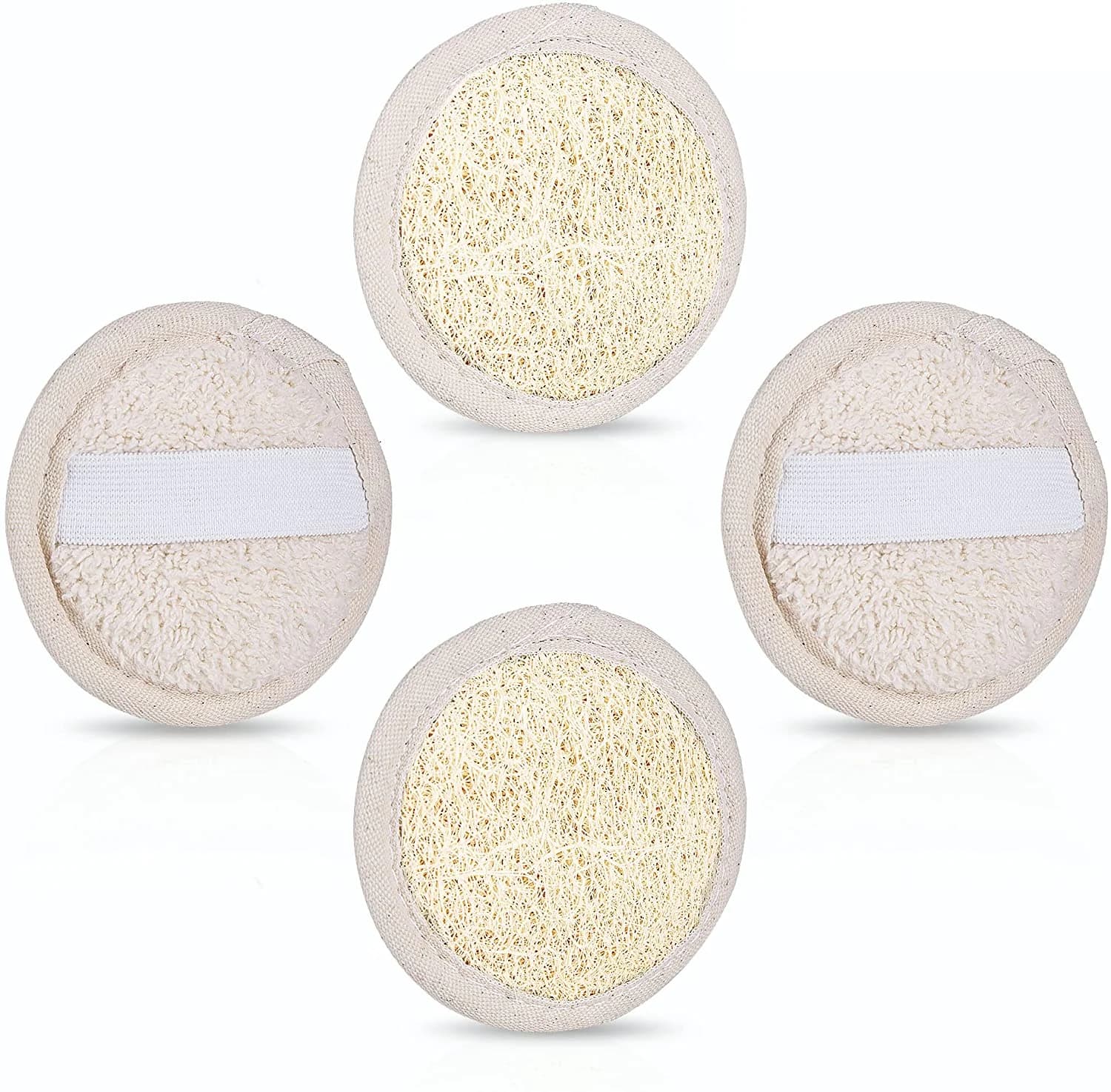 4 PCS Face Exfoliating Loofah Pad Scrubber, Manual Facial Cleansing Brush, Natural Loofa Sponge Pads Massage for Face Body Wash