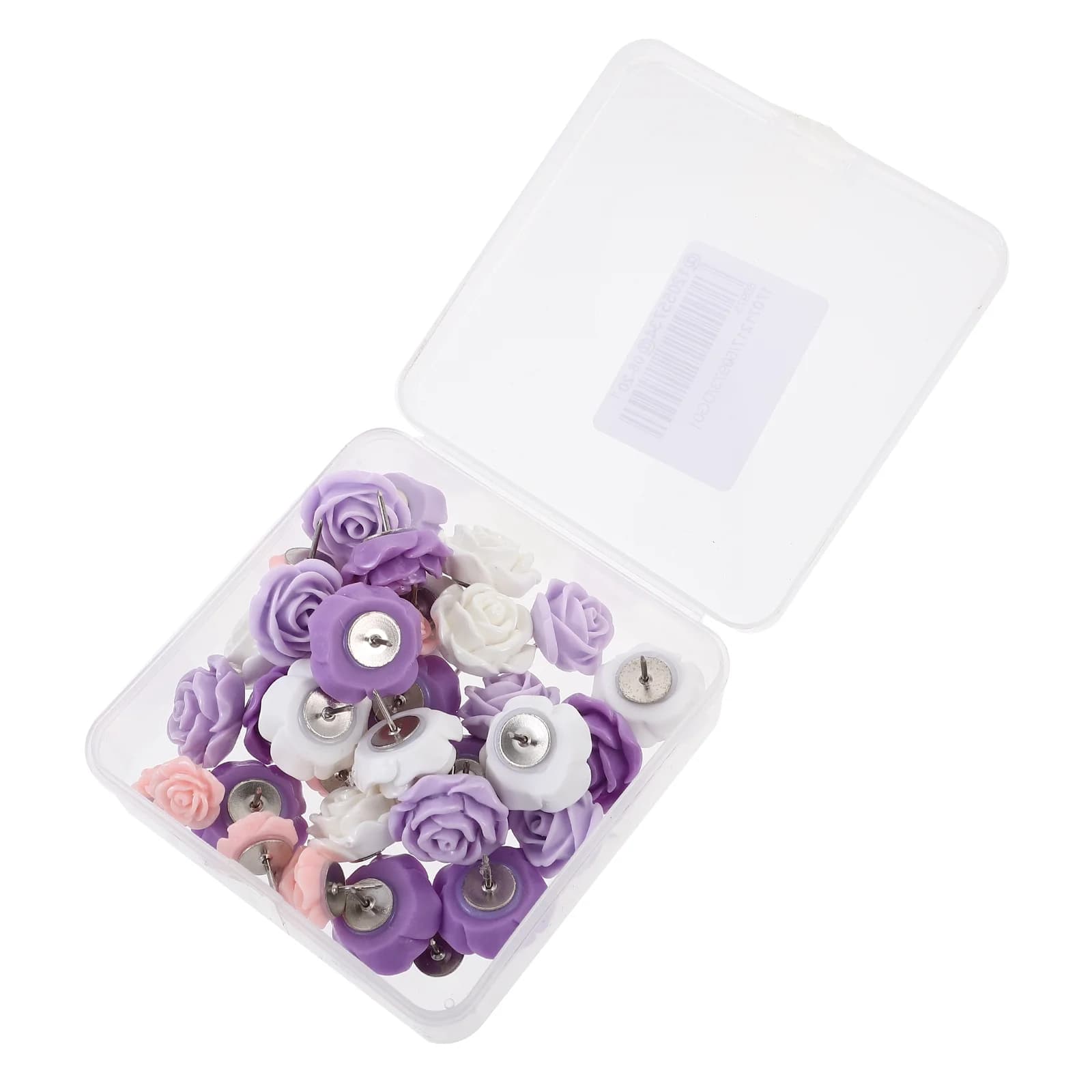 FOMIYES 40pcs Rose Thumbtacks Resin Metal Purple Push Pins for Daily Use