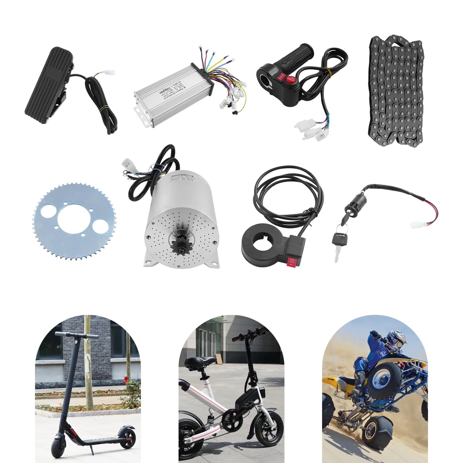 Kit de Motor Eléctrico sin Escobillas de 60V 2000W DC 5300RPM Motor de Alta Velocidad con 3 Velocidades Ajustables Mejoradas, Control y Agarre/pedal Del Acelerador para Go Kart, E-Bike, Motocicleta, Dirt Bike DIY