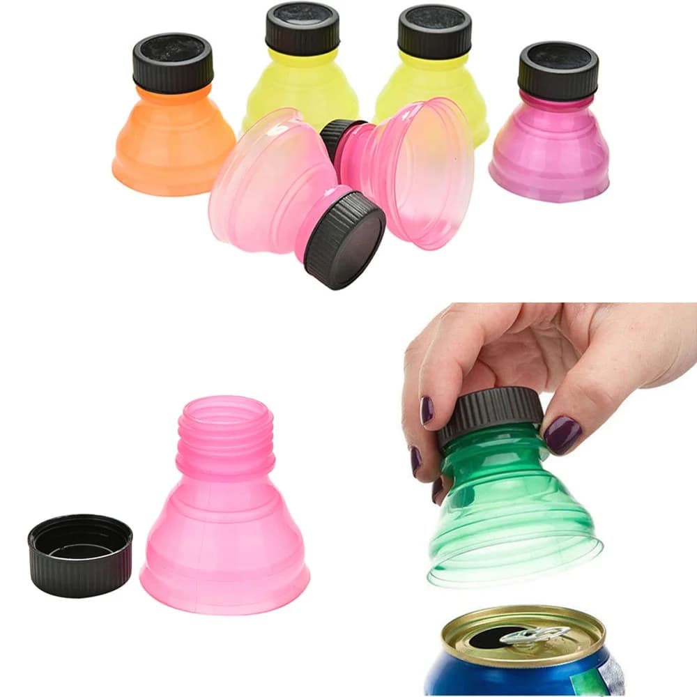 6Pcs Soda Can Covers Lids Snap On Beverage Can Saver Stopper Protector Reusable Beverage Can Caps For Coke Travel Outdoor Storage(Random Color-One Size)