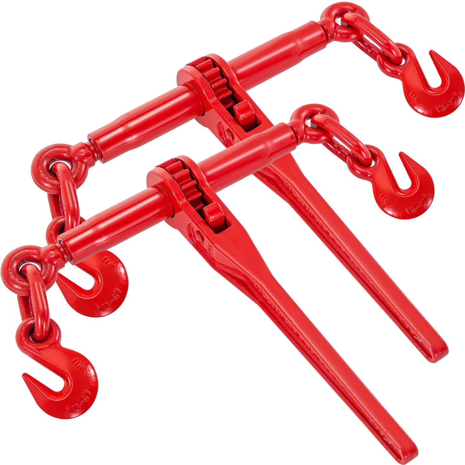 2 Pack Ratchet Chain Load Binders for 3/8 in to 1/2 in Grade 70-80 Chains, 9215 lb Working Load Limit, Adjustable 25-32 in Length with G70 Hooks for Towing, Hauling and Cargo Securement