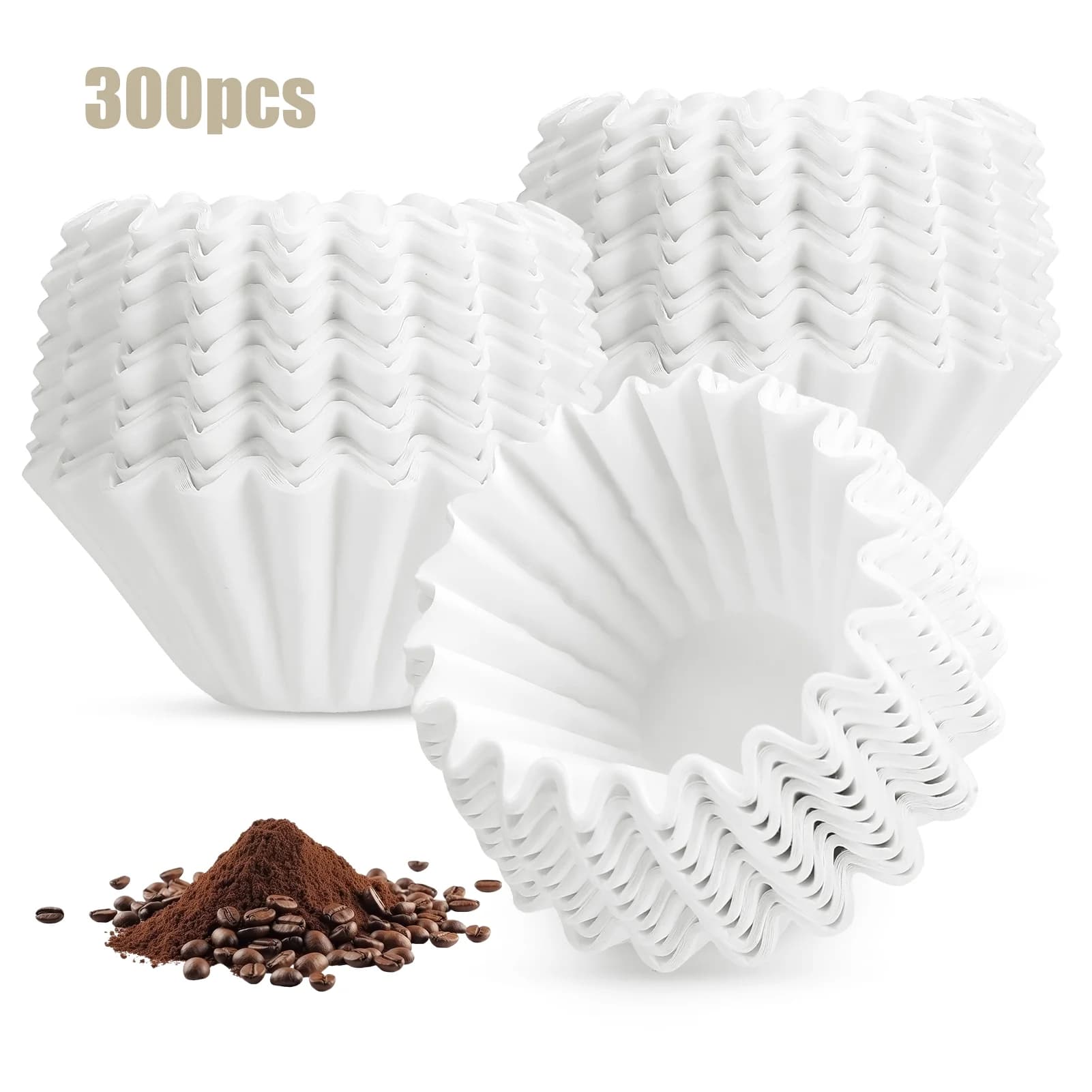 AOWOO 1-2 Cup Basket Coffee Filters, 300 Count Disposable Small Coffee Filter Paper, Compatible with Kalita Wave Dripper 155 Series, Single Serve Coffee Pot, Pour Over and Drip Coffee Maker