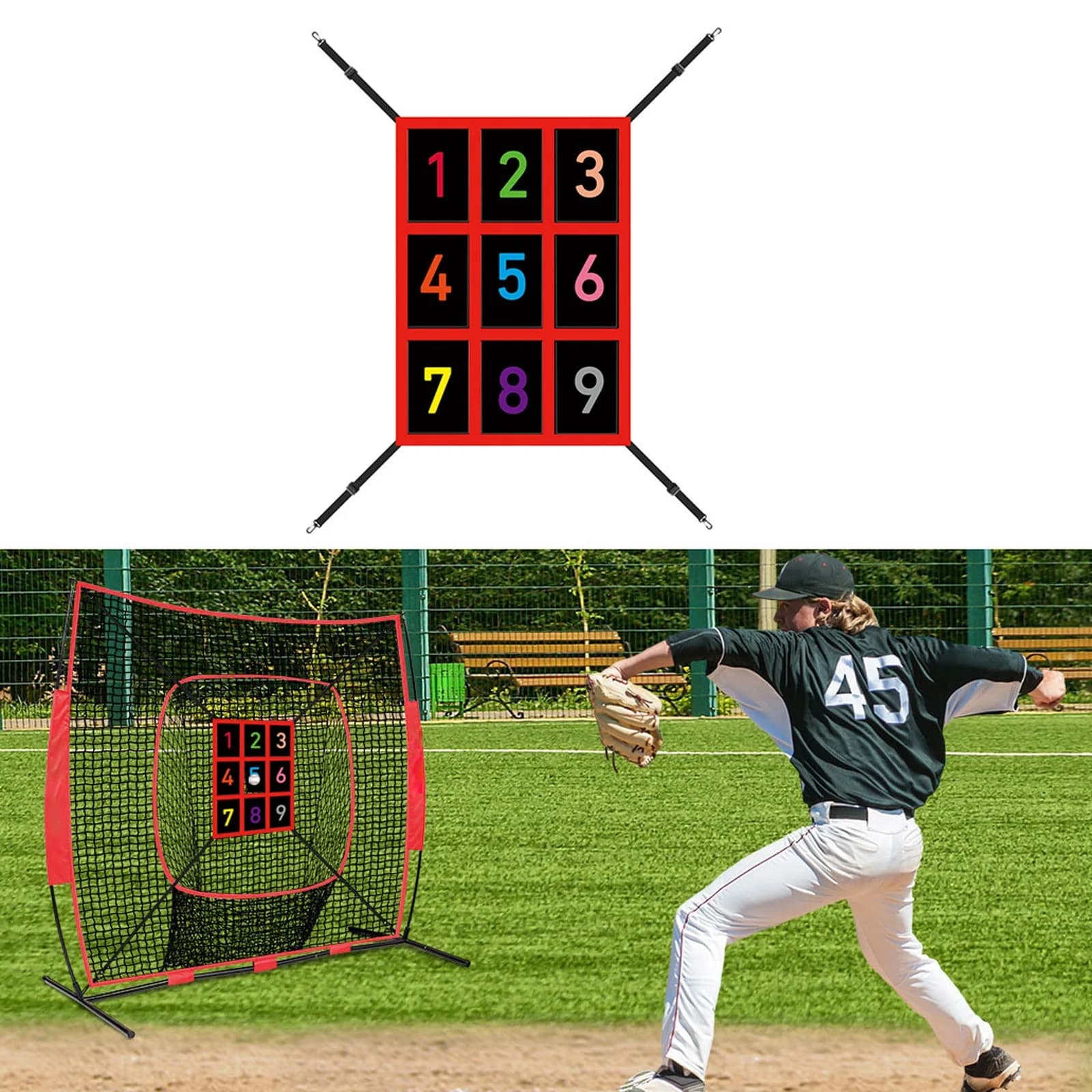 Adjustable Baseball Softball Training Net Pitching Hitting Backstop Net for Throwing Catching