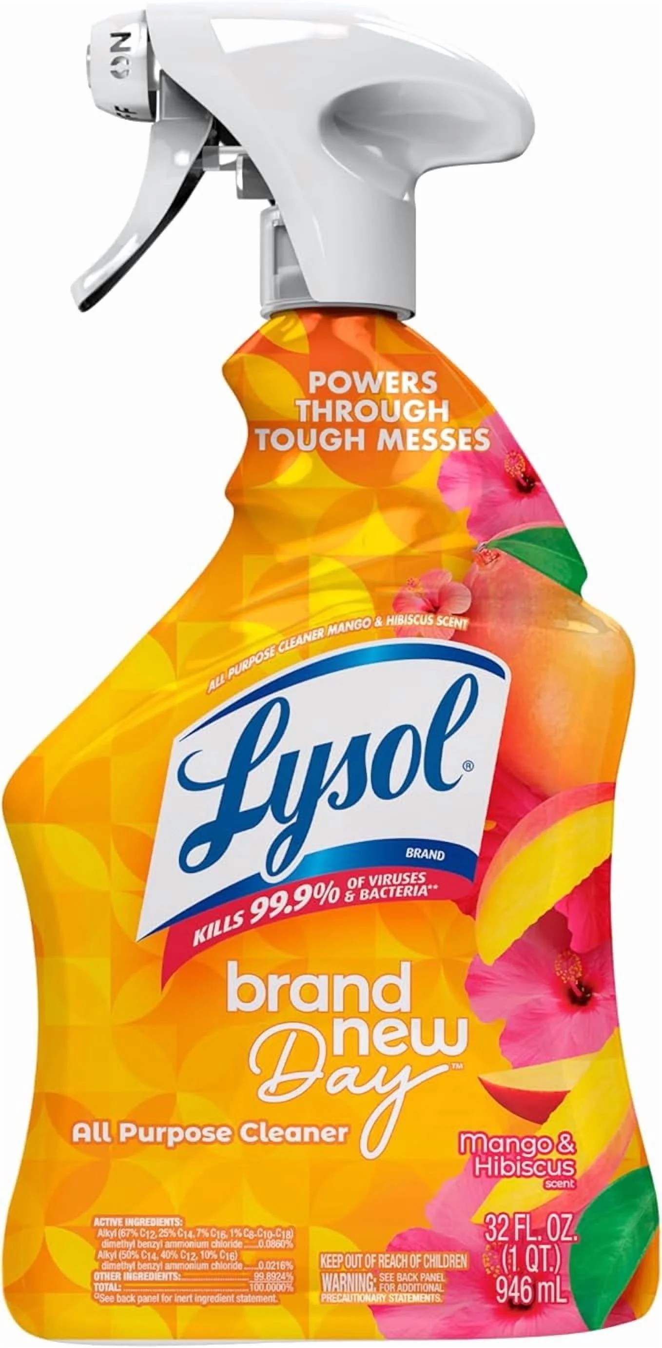 All Purpose Cleaner Spray, Multi-Purpose Disinfecting Spray, Kitchen & Bathroom Cleaner, Mango & Hibiscus Scent, 32 Fl Oz