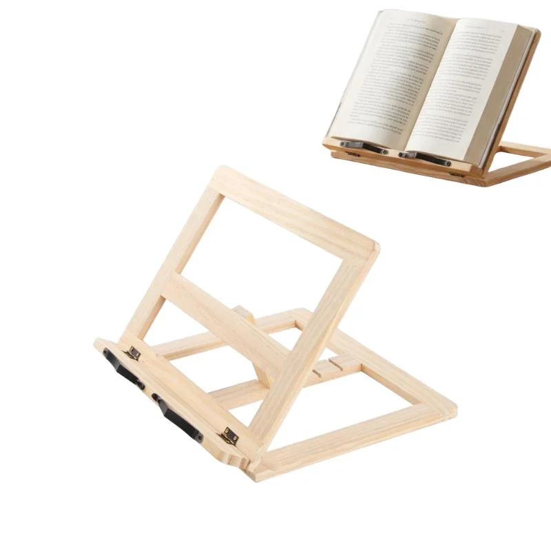 Bamboo Book Stand, Adjustable Book Holder, Music Stand - Lightweight and Stable for Cookbook, Textbook, Notebook, Desk Home Office Kitchen (Medium)