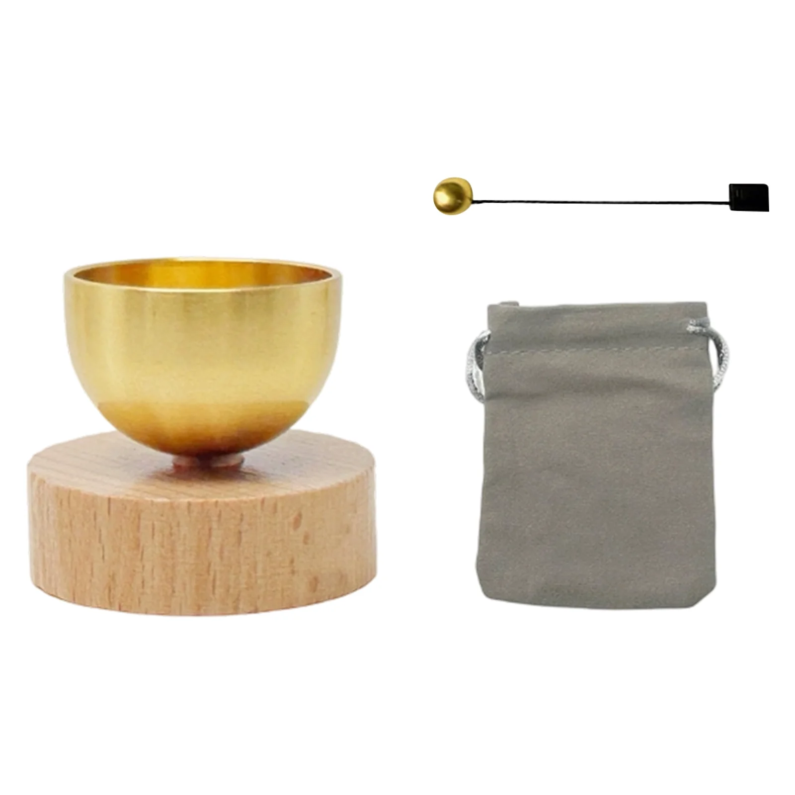 Brass Singing Bowl, Portable Mini Meditation Sound Bowl Set with Copper Striker and Storage Bag, 1 Piece Small Mindfulness Chakra Healing Kit, for Yoga Deep Relaxation Spiritual Gift Sound Therapy