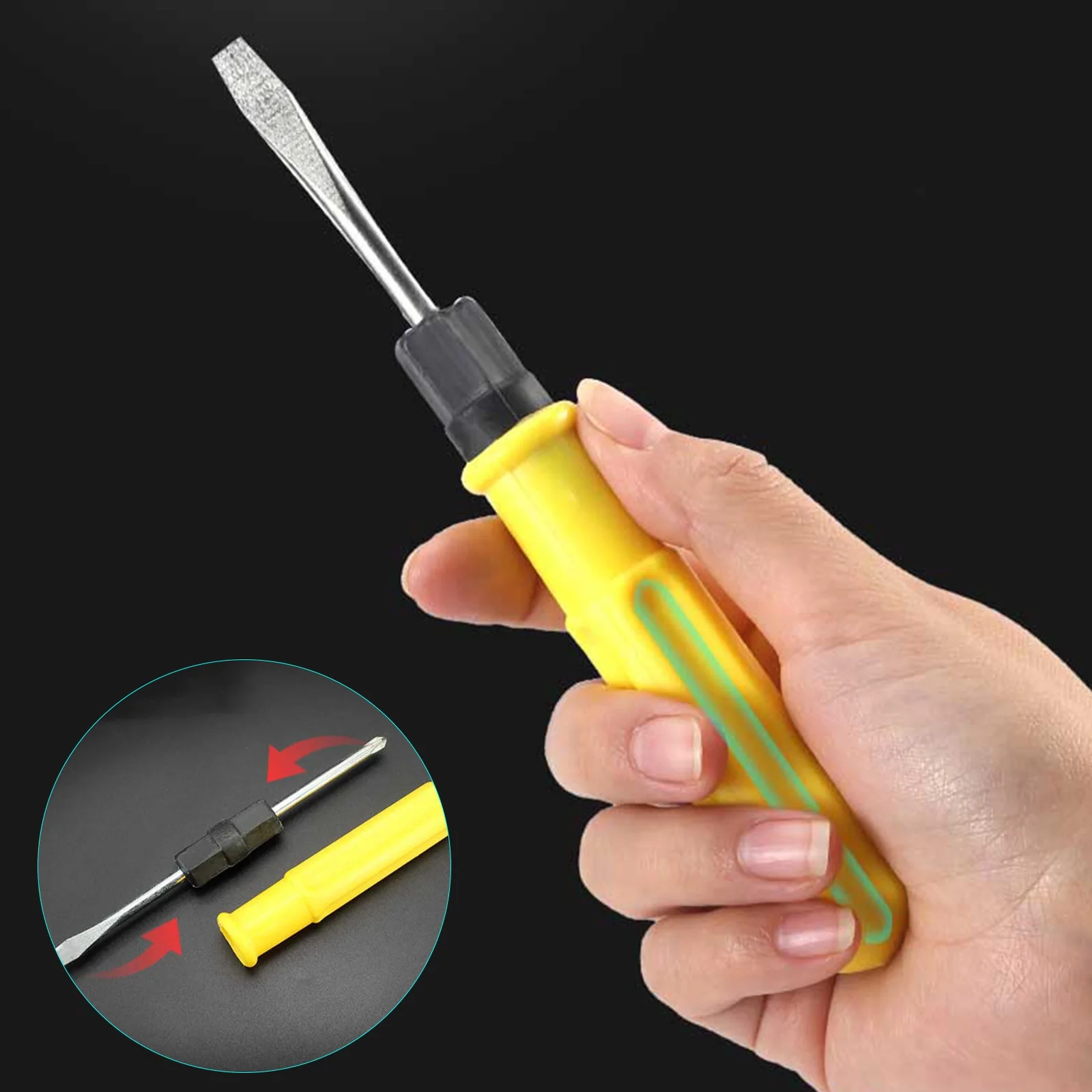 CaiYueKe Double Headed Screwdriver Flat Cross 2 in 1, Detachable Dual Purpose Multi Functional Household Gadget, Forged Alloy Steel Hand Tool for Home Repair DIY