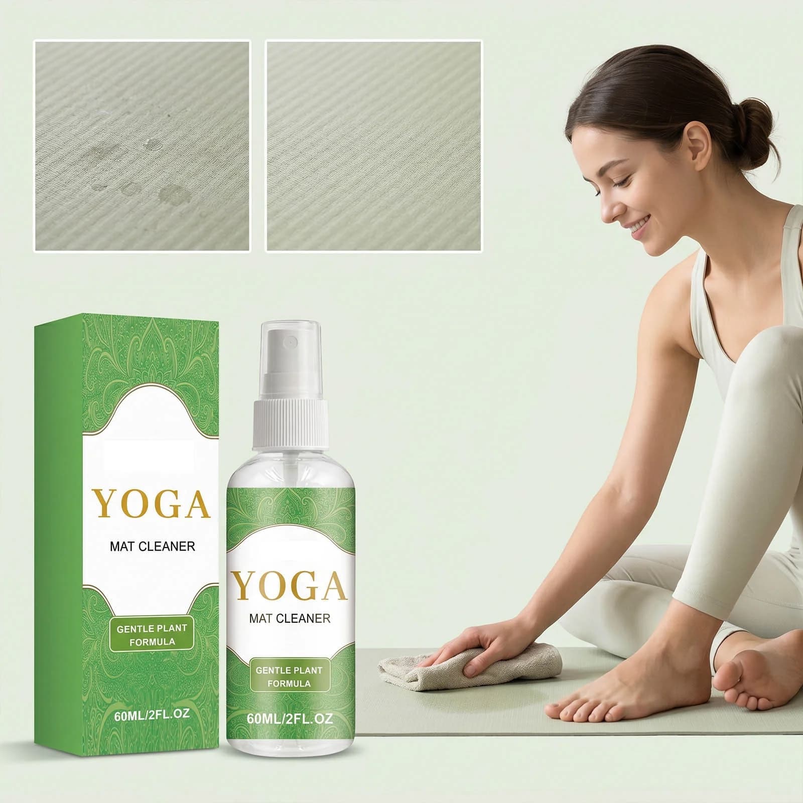 CaiYueKe Yoga Mat Cleaner Spray, Non-Slip Formula with Natural Plant Extracts, Antibacterial Deodorizer for PVC/TPE/Rubber Mats, Quick-Dry & No Residue, Home Workout Essential