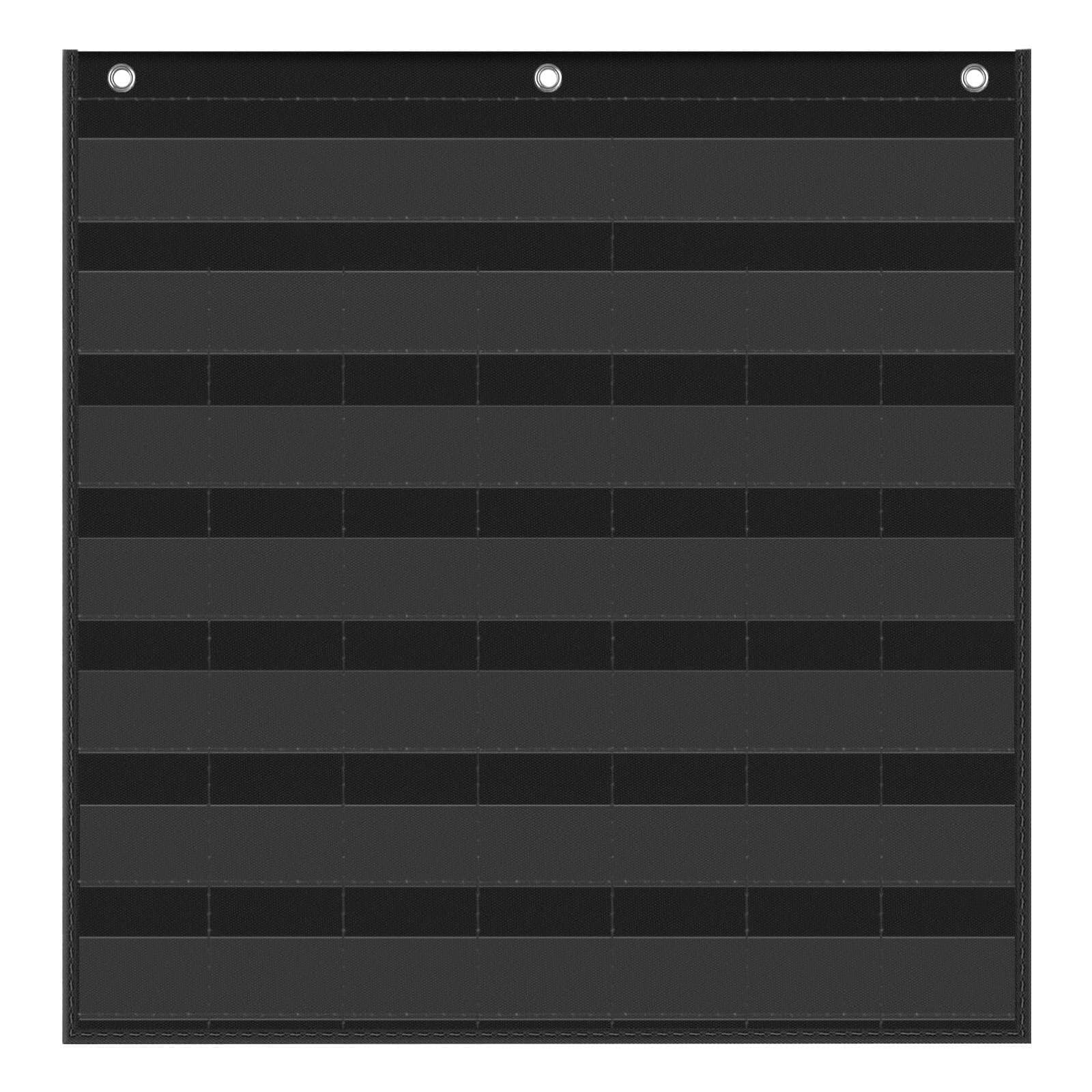 Classroom Monthly Calendar Pocket Chart, Black Wall Hanging Organizer For 2.75X2.75 Cards, Homeschool And Classroom Must Have