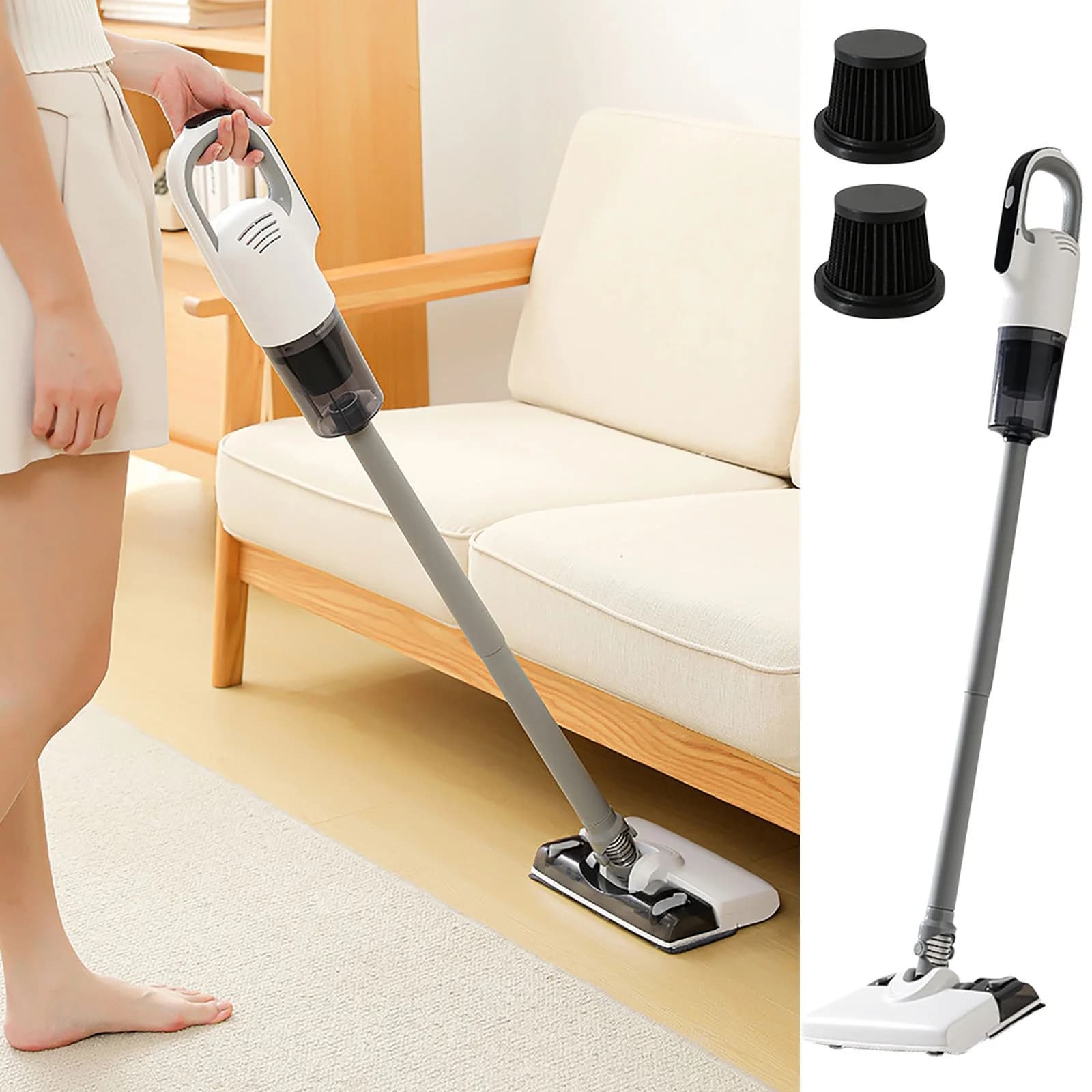 Cordless Vacuum Cleaner, 2-in-1 Stick Vacuum with Mop, 8500Pa Powerful Suction Wet Dry Vacuum, Lightweight Rechargeable Handheld Vacuum for Home Hardwood Floor Carpet Pet Hair