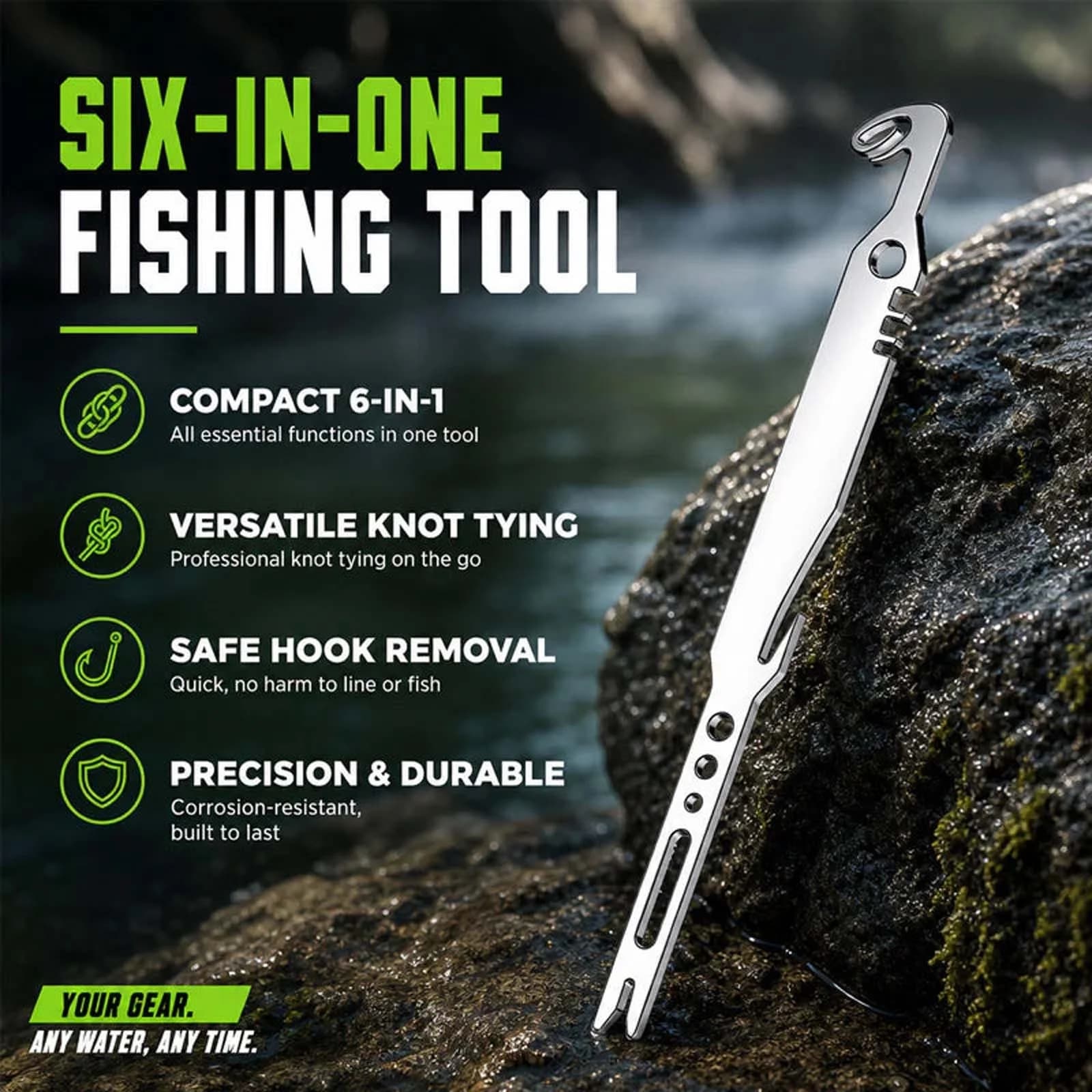 Donemore 6 in 1 Stainless Steel Fishing Tool Hook Remover Multi Function Fishing Pliers with Line Cutter for Anglers Outdoor Gear Kit