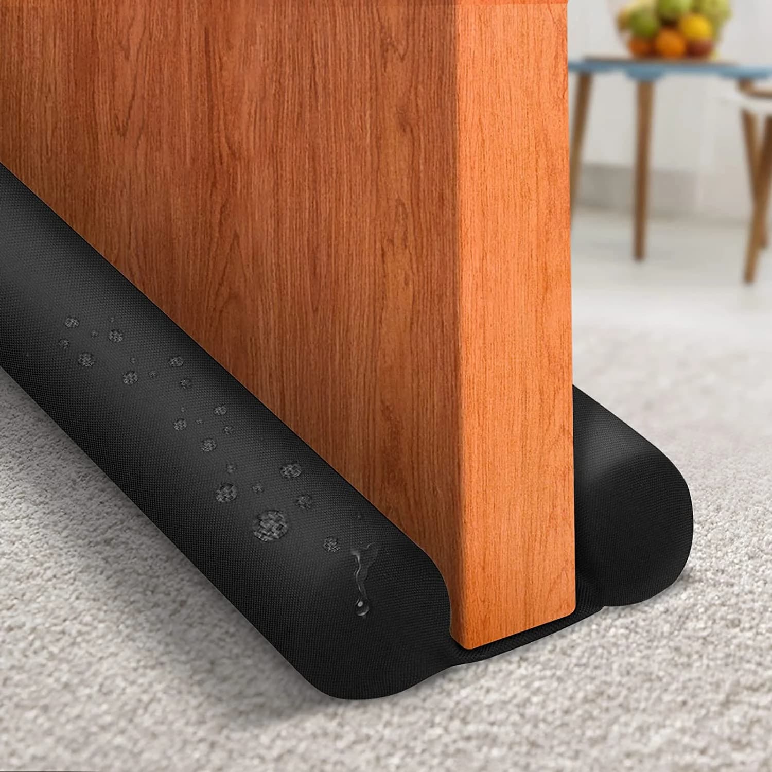 Door Draft Stopper, Size Under Door Draft Blocker Air Door Guard Door Sound Blocker Door Sweep, Energy Saving (Upgrade-Black)