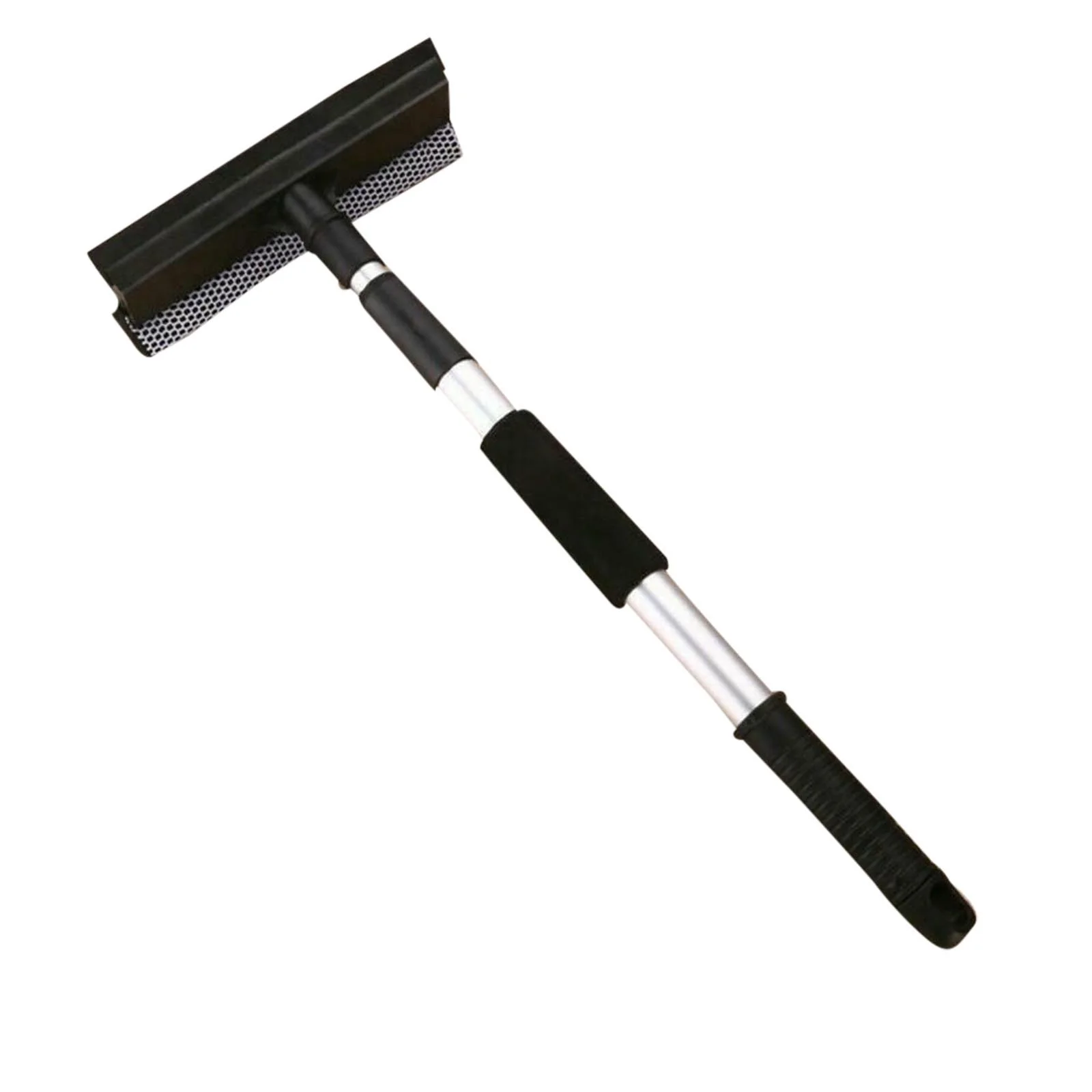 Extendable Windshield Cleaning Squeegee With Rubber Sponge Adjustable Window Supplies, 30 in, Black