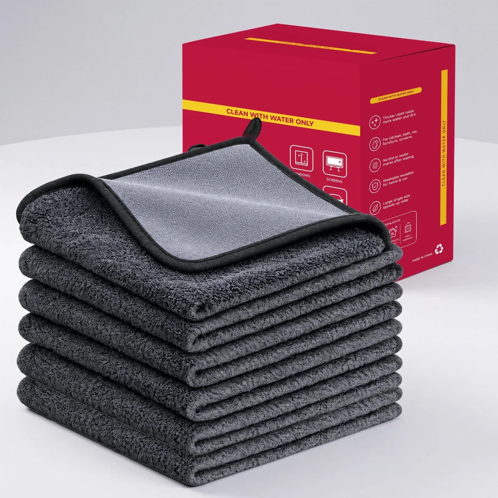 Fmbmuo Microfiber Cleaning Cloth , Reusable Multi-Purpose Cleaning Towels , For Car And Kitchen Glass House Cleaning