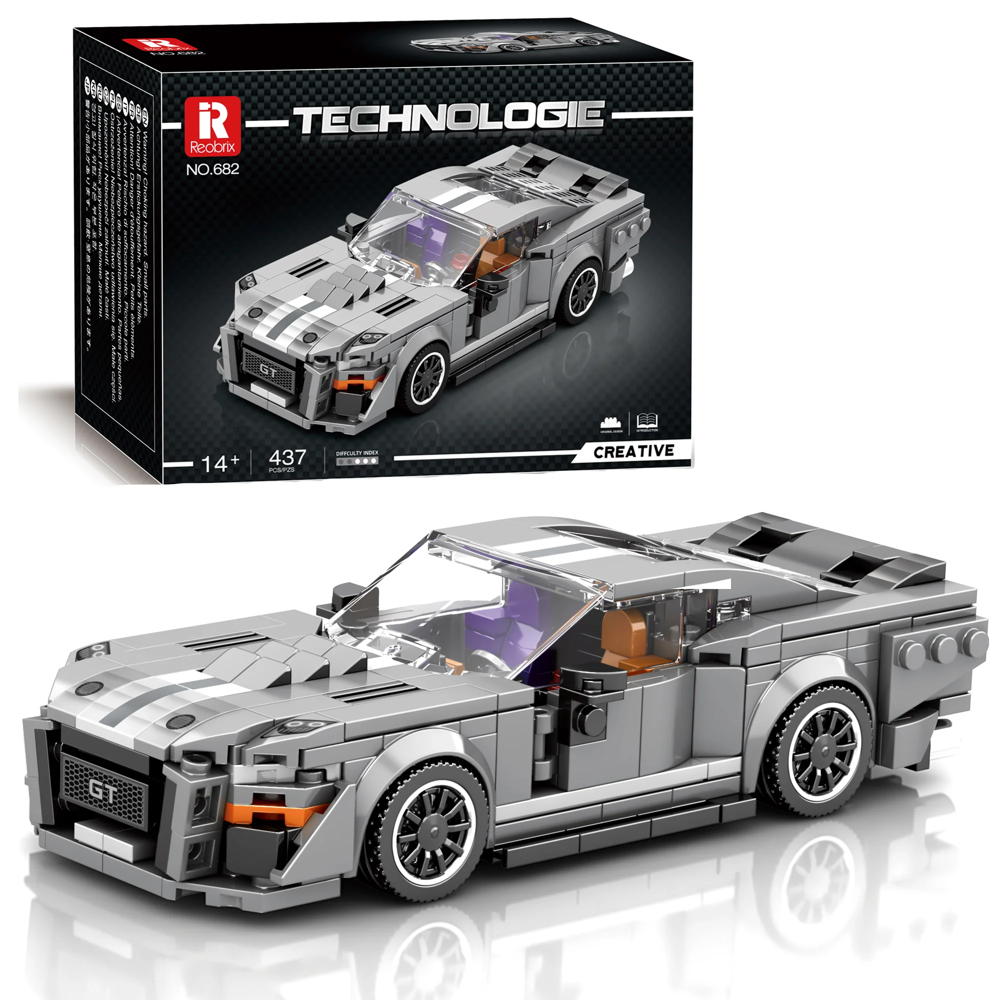 GT500 Car Building Set, Super Cars MOC Building Block Toys Compatible with Lego, Sports Car Speed Engineering Toy Idea Gift for Boys Kids 8+ (476Pcs)