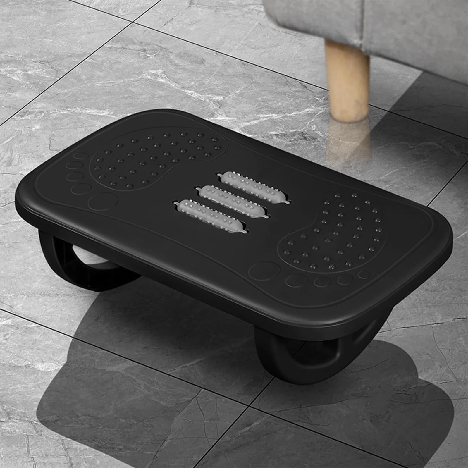 Gaqring Adjustable Under Desk Foot Rest, Ergonomic Massage Pedal Stool with Height Adjustment, Foot Rocker for Leg Relaxation Circulation in Office Home, Black