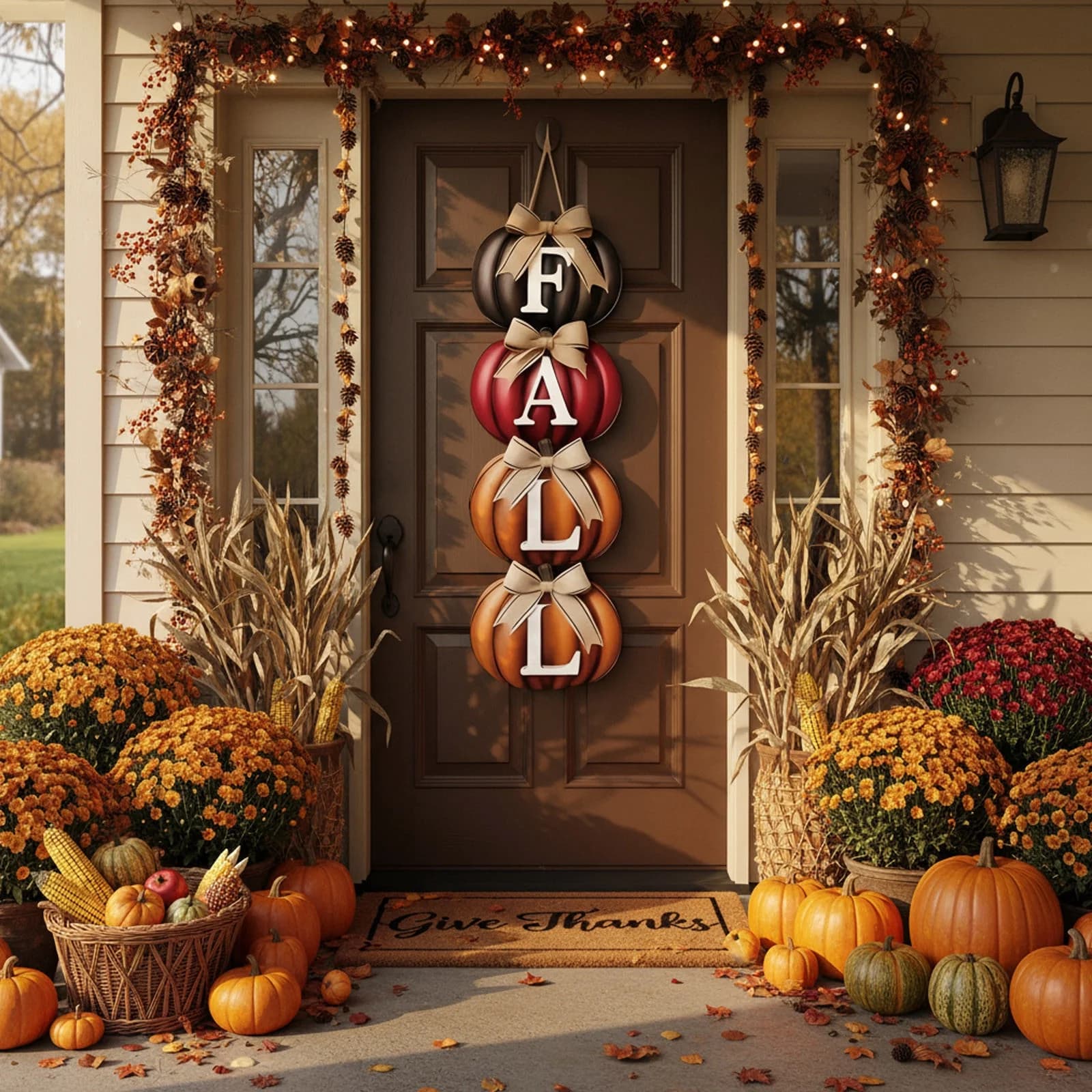 Gzhgfqoyut Fall Decorations Pumpkin Letter Front Door Hanging Sign Porch Entryway Outdoor Decor