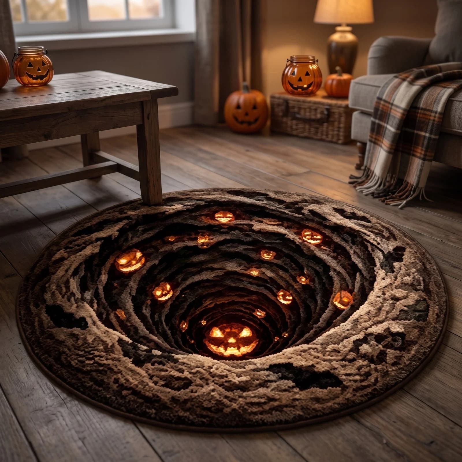 Halloween Floor Mat, Gothic Visual Horror Round Rug Low Maintenance Decorative Carpet For Living Room Bedroom Entryway Bathroom Halloween Party Seasonal Home Decor And Spooky Room Styling