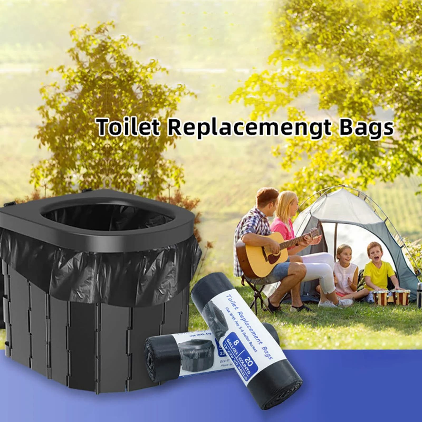 Heavy Duty Thickened Black Portable Toilet Bags Large Capacity Waste Bags for Camping Hiking Travel & Outdoor Portable Toilets