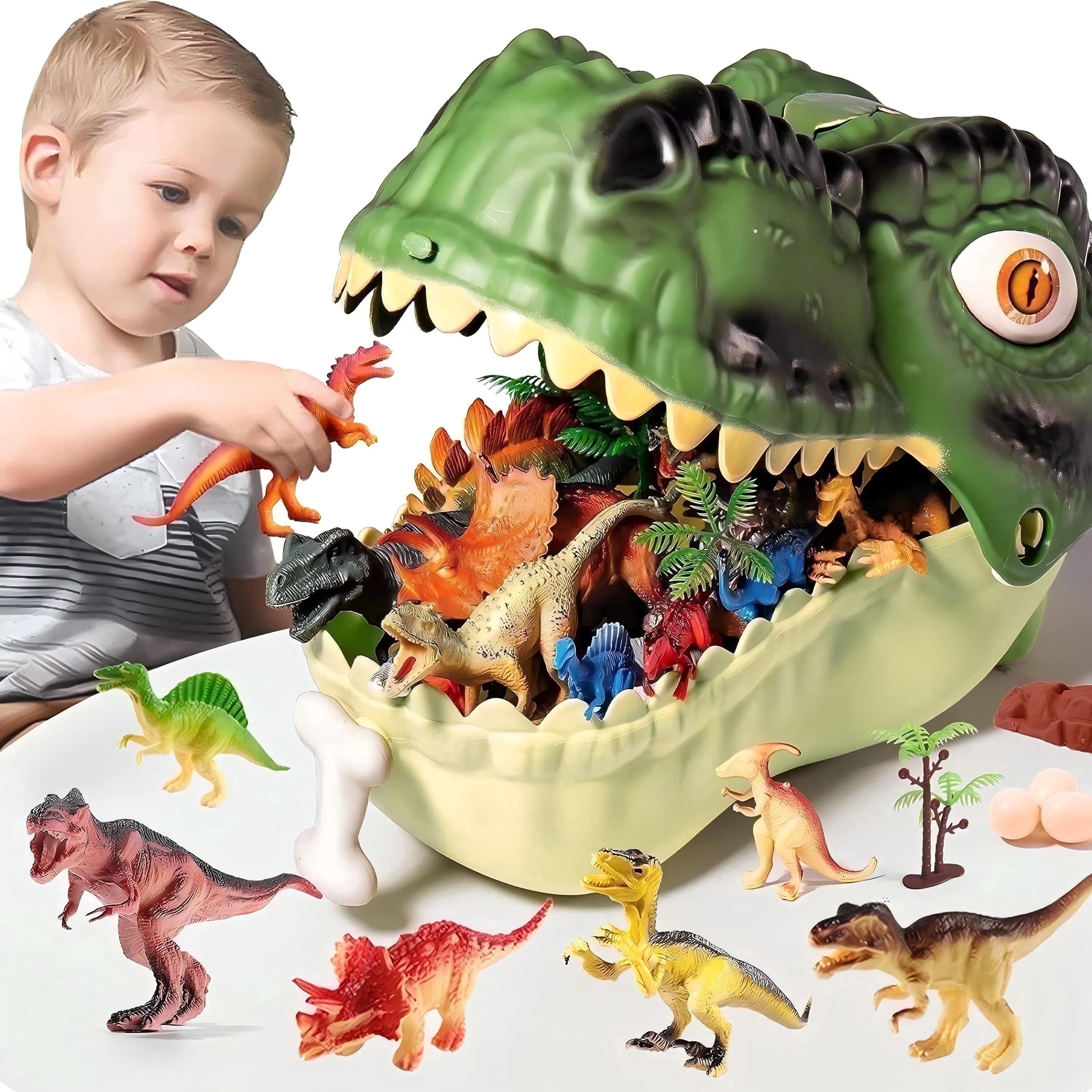 HomelyPosh 86PCS Dinosaur Toys, Realistic Jurassic Dinosaurs Figures with Eggs, Trees, Fence, Grass, Soldiers, Trees&Flooring, Great Gift for Toddler Boys & Girls