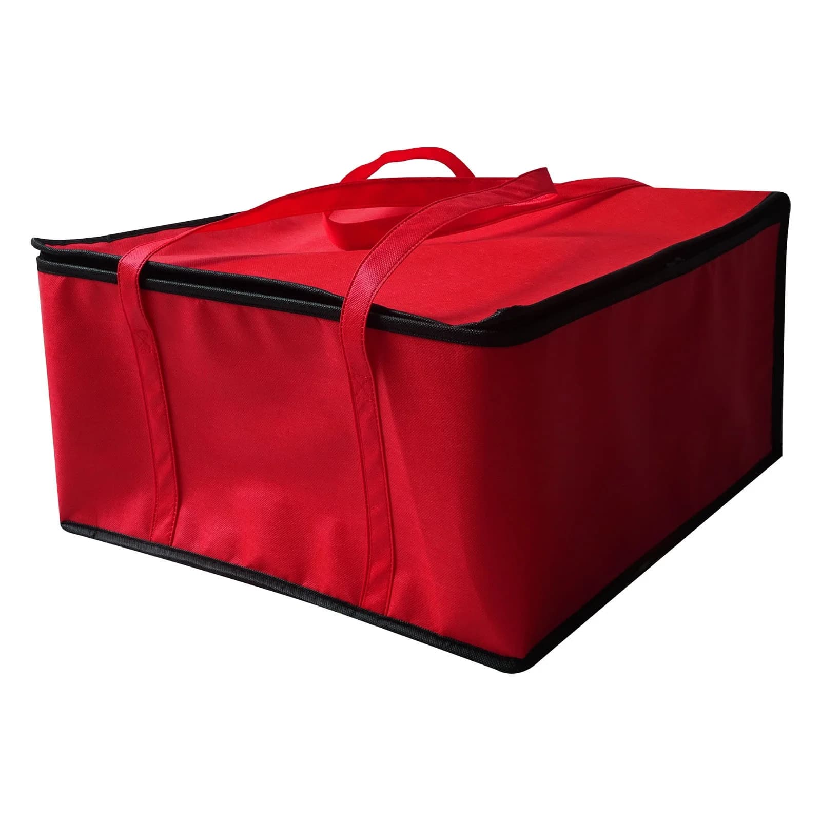 Insulated Food Transport Bag for Hot Foods and Drinks | Grocery Warmer Bag for Picnic Pizza Cooler Transport Aluminum Foil Lined with Polyester, 44X44X25cm, Red