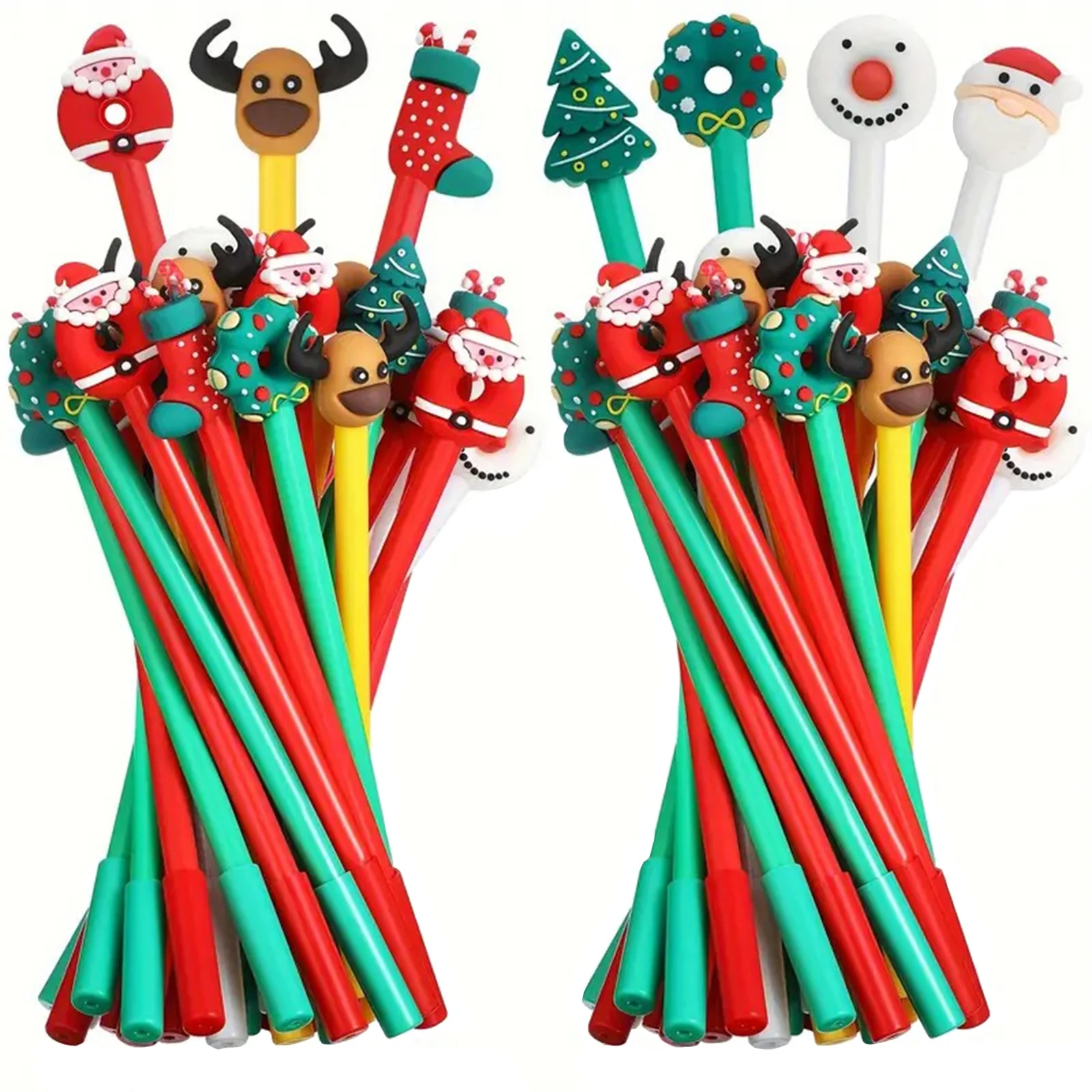 Izexuh 50Pcs Christmas Party Favors Novelty Gel Pens Smooth Writing Holiday Character Stationery Set Comfortable Grip for Holiday Party Favors