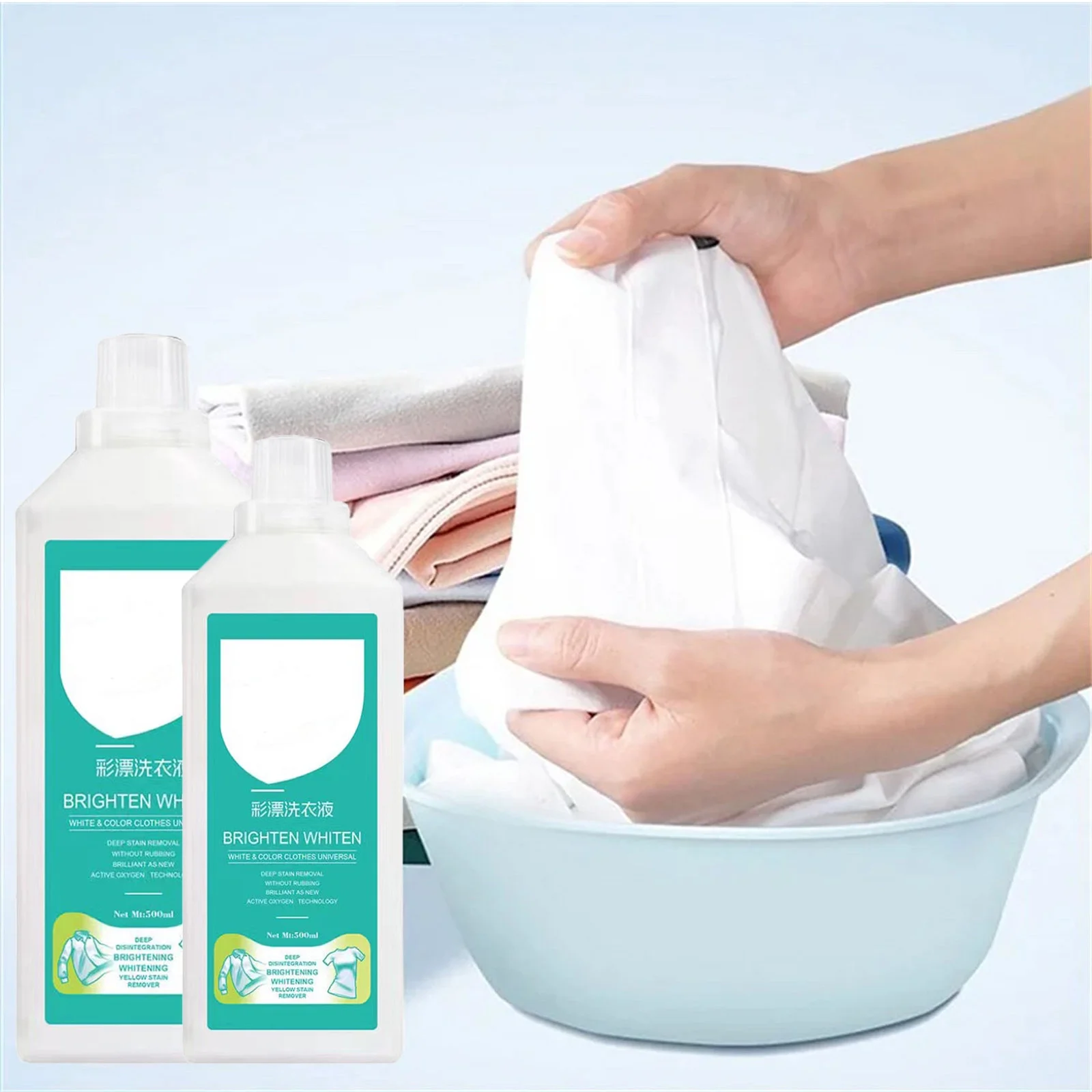 JZCHUNTOY Color Bleach Laundry Detergent 16.9 Ounce, Active Oxygen Stain Remover, Fabric Brightening Agent, Deep Cleaning Detergent, Suitable for Clothing Color Protection and Yellow Stain Removal