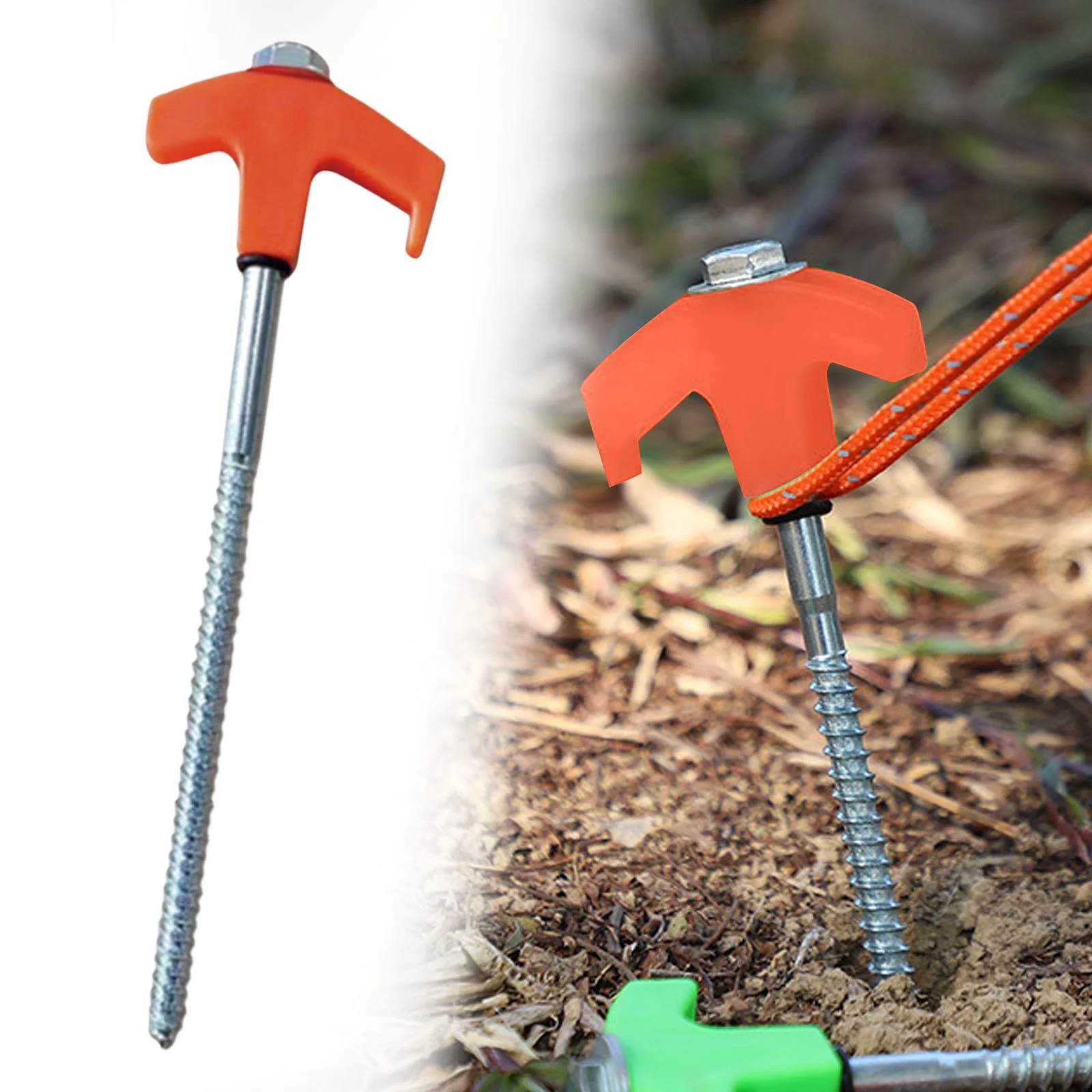 Kaireo Heavy Duty Screw In Ground Stakes 1 Piece, Threaded Tent Stakes for Camping and Outdoor, Hex Head Twist Stakes for Canopy Tarp, Easy Installation, 1 Pack