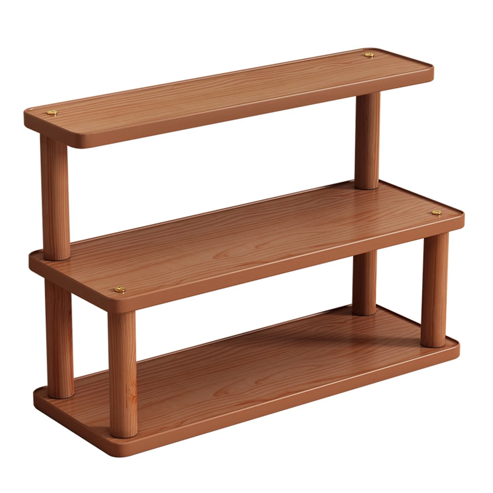 Kyusrd Three Tier Wooden Style Storage Shelf Multi Functional Desk Organizer for Home Office Dorm Room Desktop Display Rack for Cosmetics Books Plants and Small Items