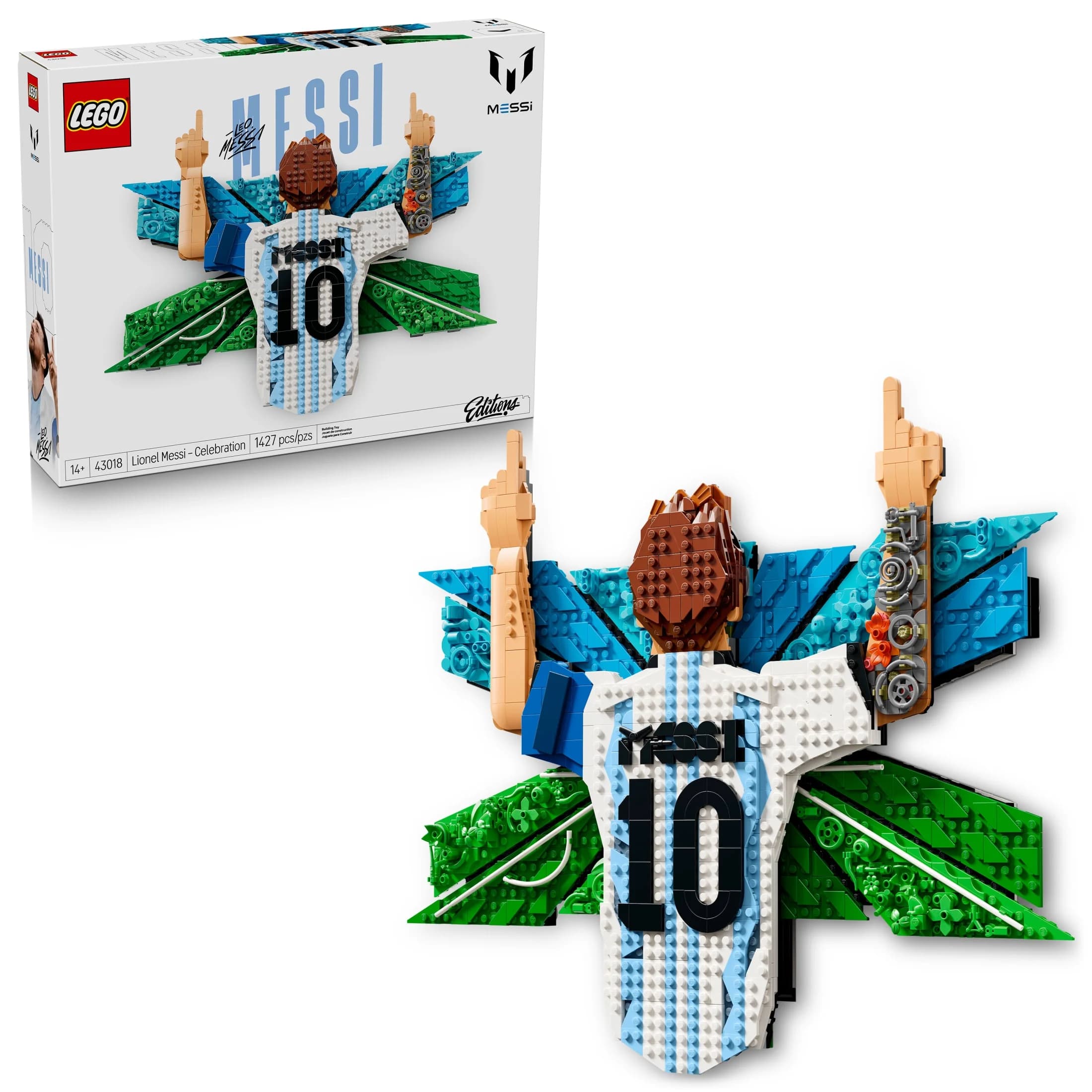 LEGO Editions Lionel Messi – Celebración - Set de Construcción para Niños y Niñas, Edades 14+ - Regalo Coleccionable de Fútbol para Fans - Decoración para Dormitorio Infantil O Estante - 43018