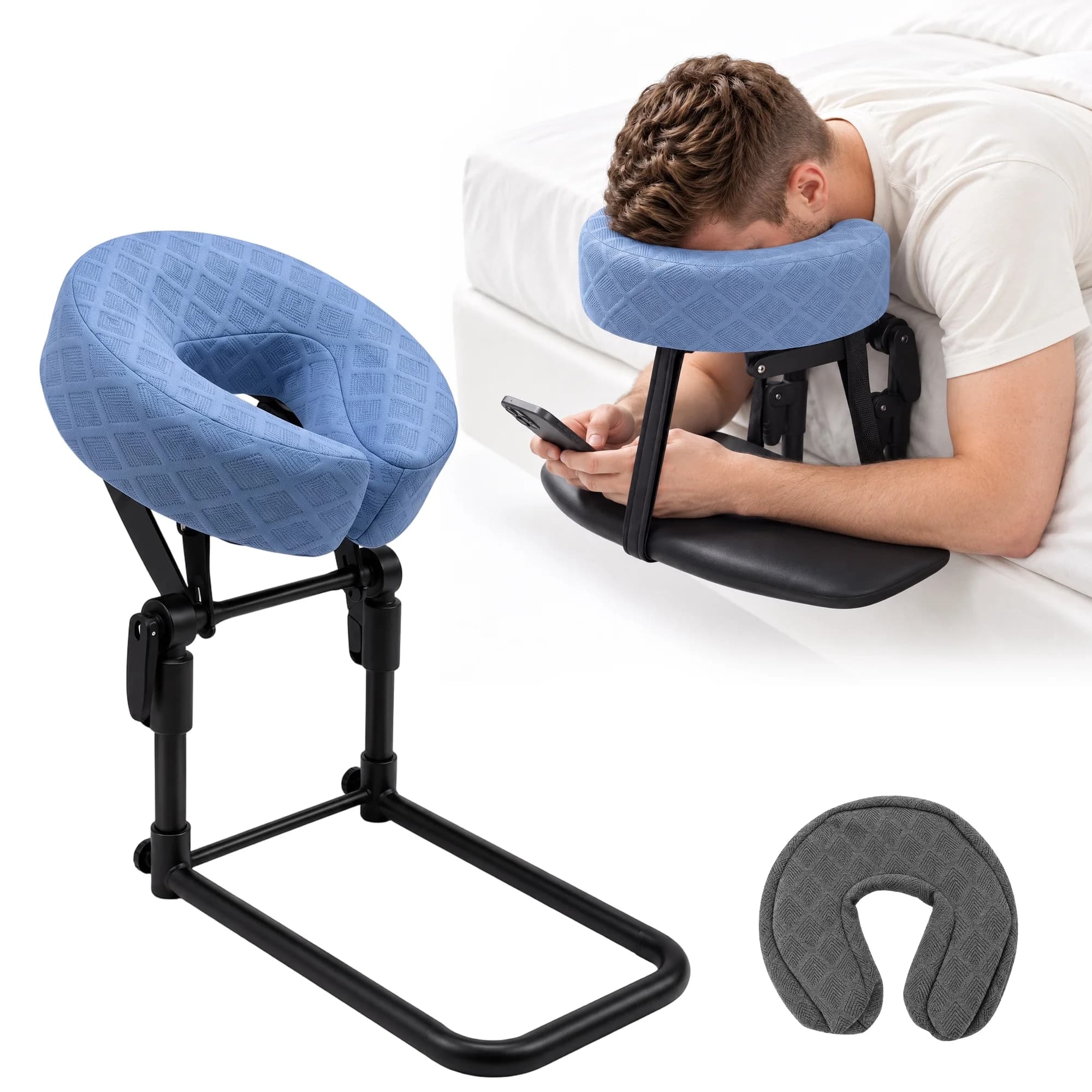 MQUPIN Massage Headrest for Bed, Adjustable Household Face Cradle Kit, Portable Mattress Face Down Pillow for Home Spa & Eye Surgery Recovery