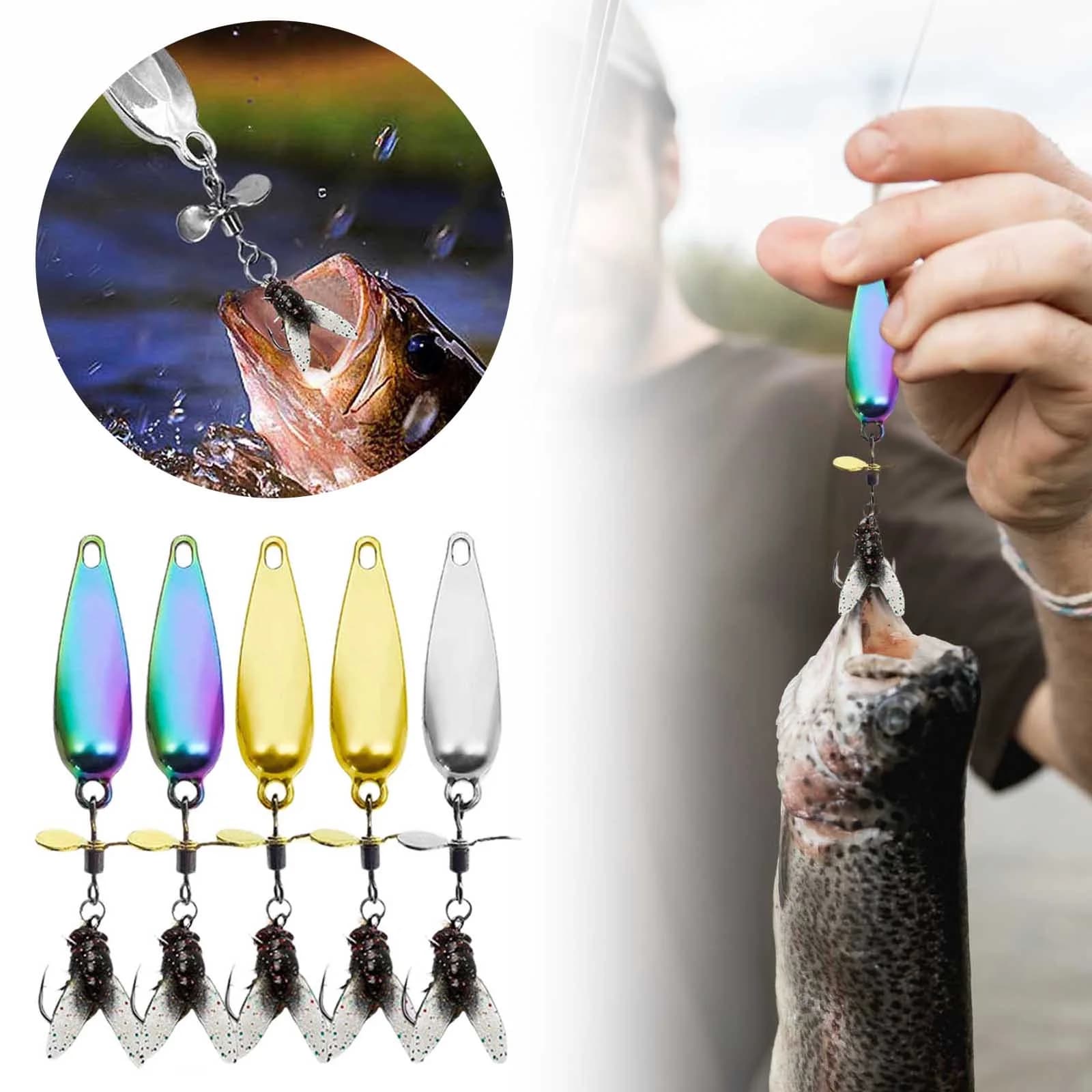 Metal Propeller Fishing Kit for Catfish and Trout - Metal Alloy Propeller for Freshwater Fishing Tackle, 6cm, Iridescen,Yellow,White