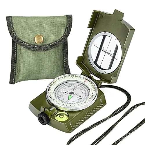 Military Lensatic Sighting Compass Survival with Carrying Bag,Compass for Hiking,Waterproof and Shakeproof,Army Green