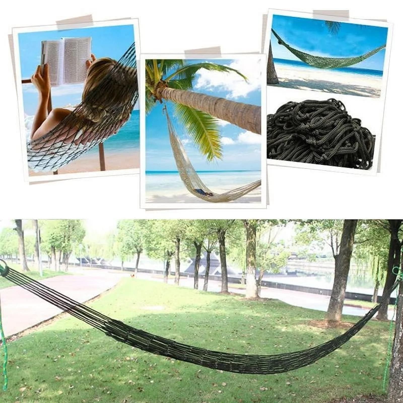 Momihoom Mesh Rope Hammocks for Outside - Sleeping Hammock Nylon Camping - Hammock Large Weight Limit Swing Mesh Hammock Large Hammocks for Outside Nylon Hammocks
