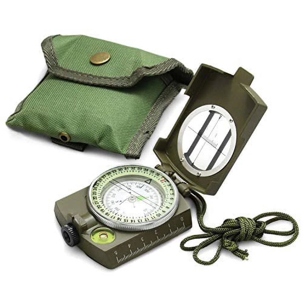 Multifunctional Tactical Survival Military Compass with Lanyard & Pouch | Waterproof & Impact Resistant | Lensatic Sighting Compass for Hiking