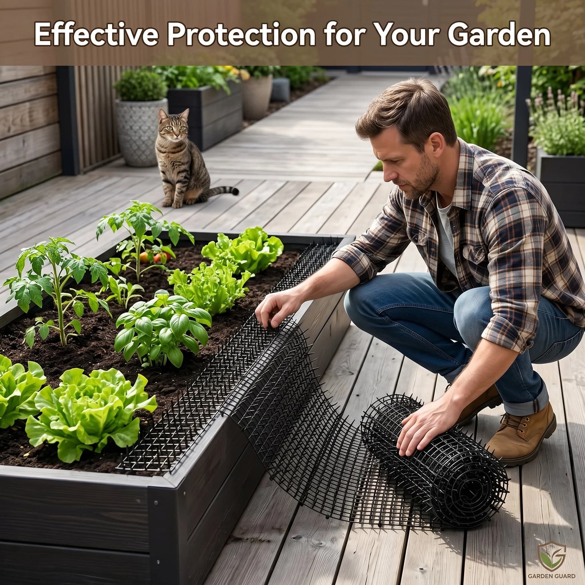 Pintuson Spiked Planter Guard Protector Liner Grid Mat Black Cuttable Indoor Outdoor Protection 13.12 ft