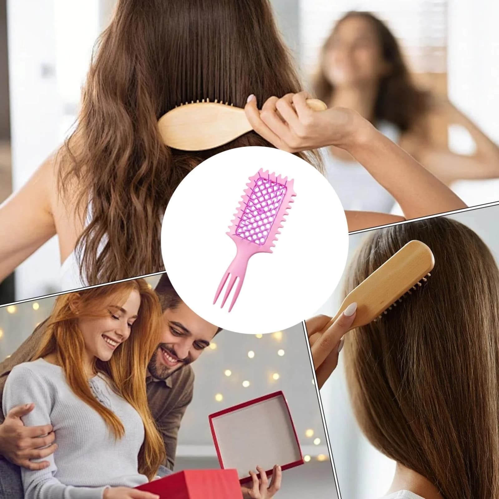 Product Category Hair Brush | Curly Hair Detangler Brush for Wet and Dry Hair | Flexible Mesh Styling Comb for All Hair Types | Comfort Grip Handle