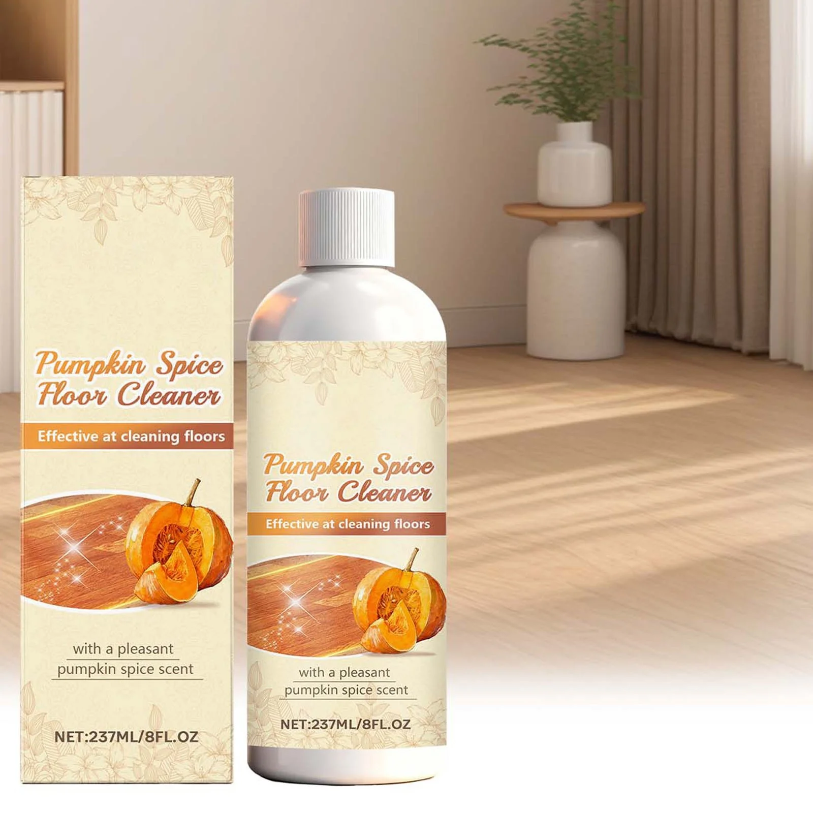 Pumpkin Spice Floor Cleaner Concentrated 237ML Multi Surface Stain Remover for Laminate Hardwood Tile Mopping Fresh Scent Supplies