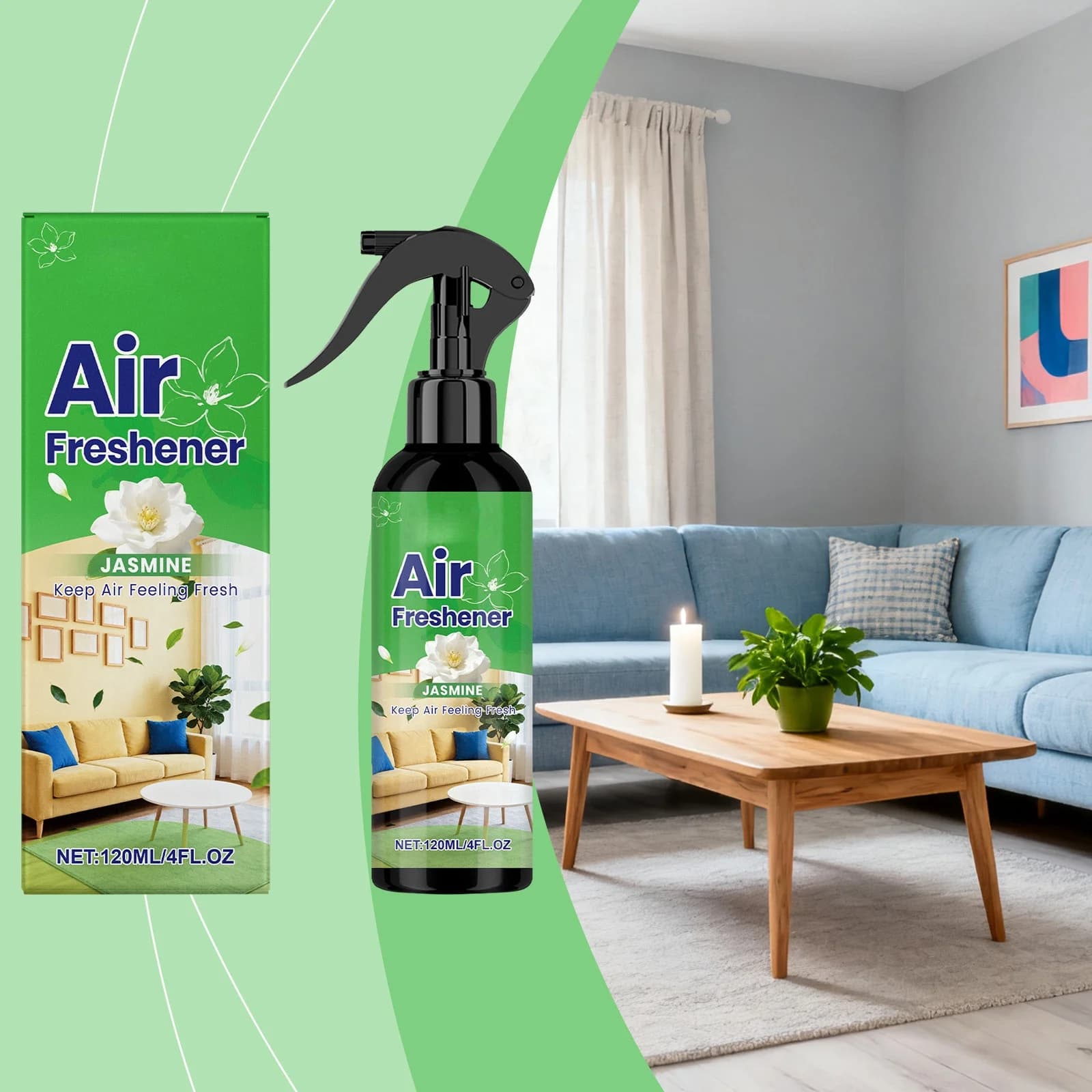 Ratfeit 120Ml Jasmine Air Freshener Spray Long-Lasting Floral Fragrance For Home, Office & Car Non-Toxic Room Deodorizer For Bathroom, Bedroom & Kitchen