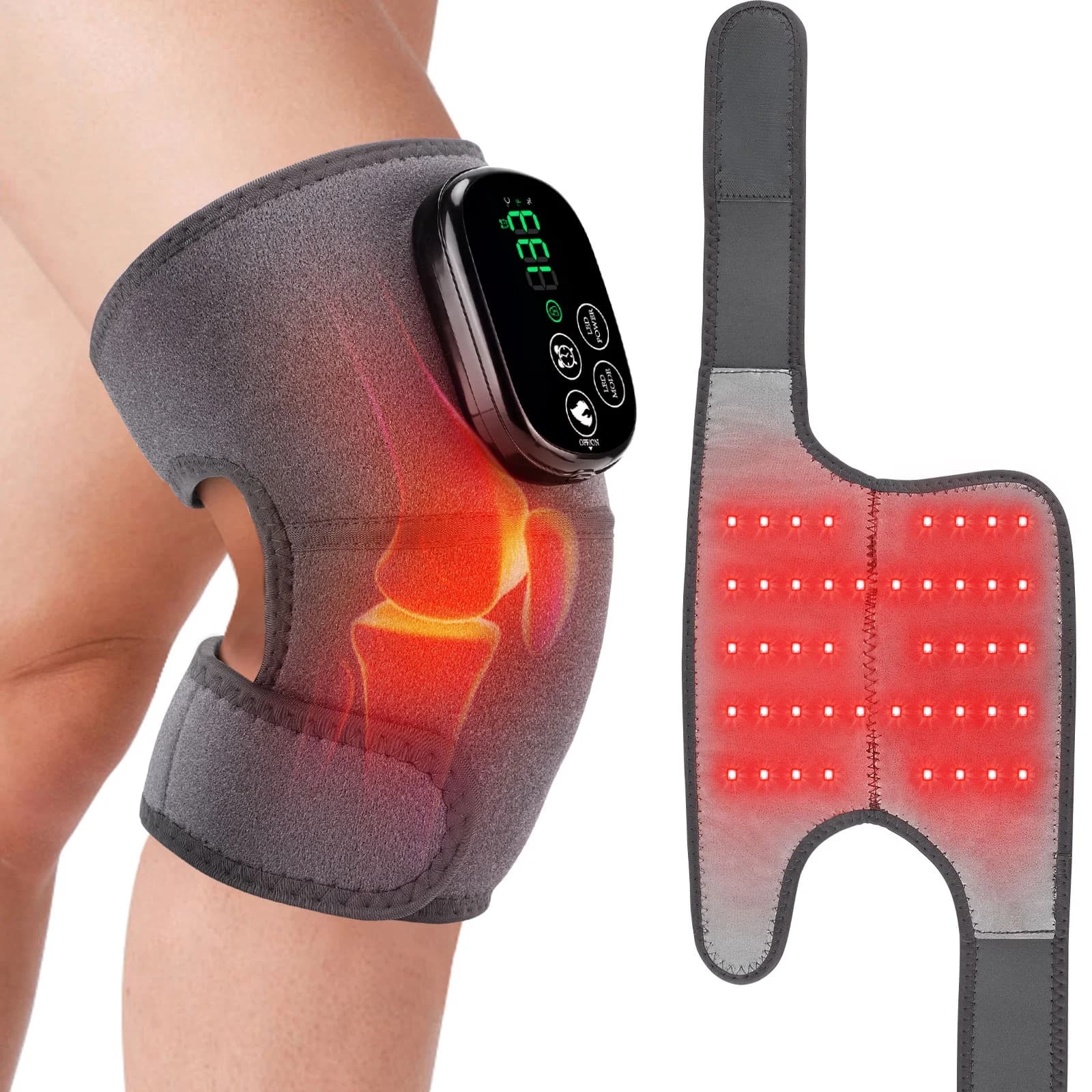 Knee Brace for Men Women,Heated Knee Massager Touchscreen Controlled Knee Warmers Wrap for Sports Care