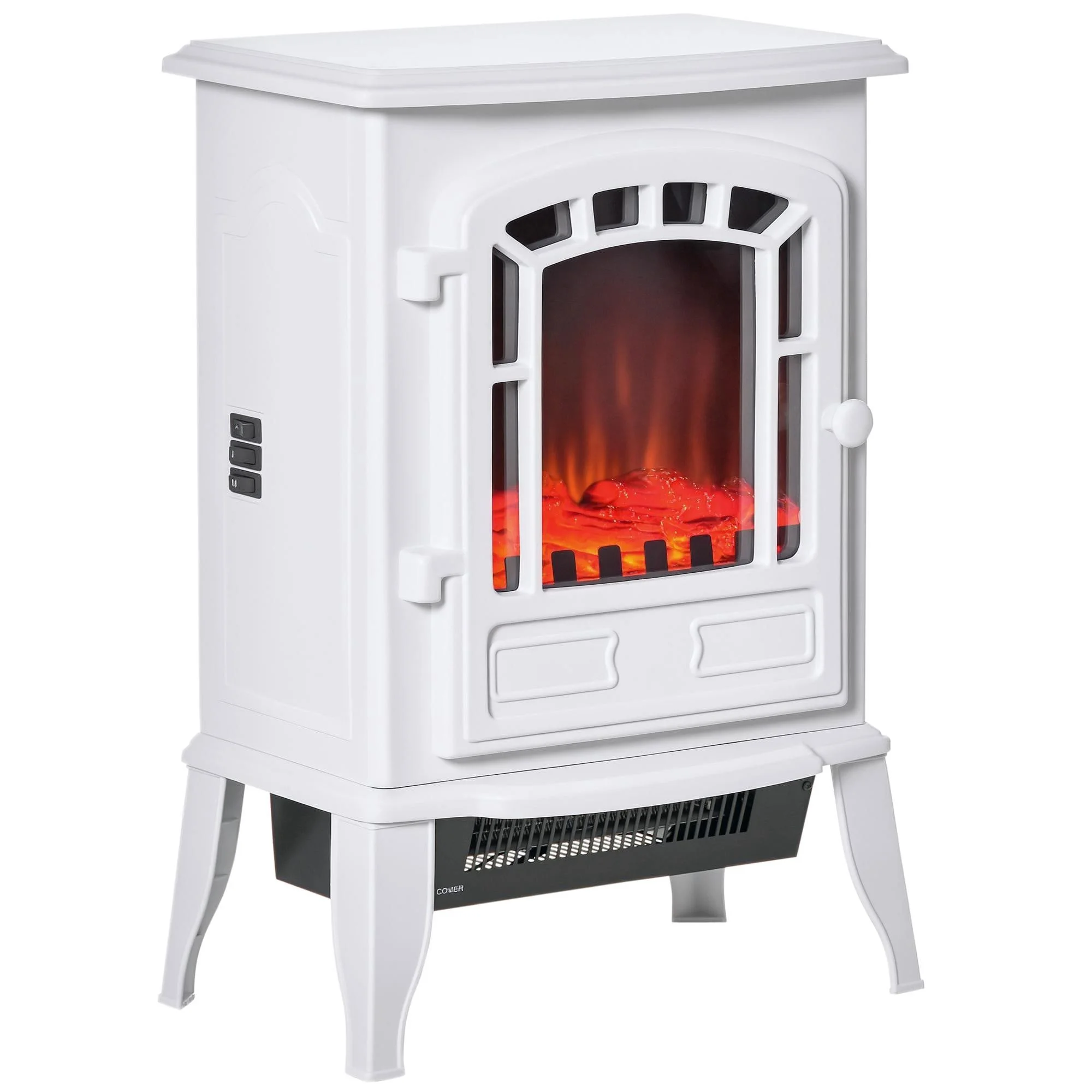 Resenkos Electric Fireplace Heater, Realistic Flame Effect Overheat Protection, White