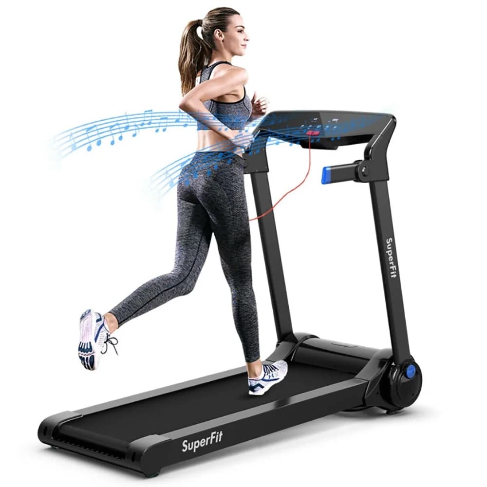 Resenkos Cinta de Correr, Cinta de Correr Eléctrica, Máquina para Correr Caminante, Cinta de Correr Eléctrica Plegable de 3hp con Altavoz Bluetooth-Azul