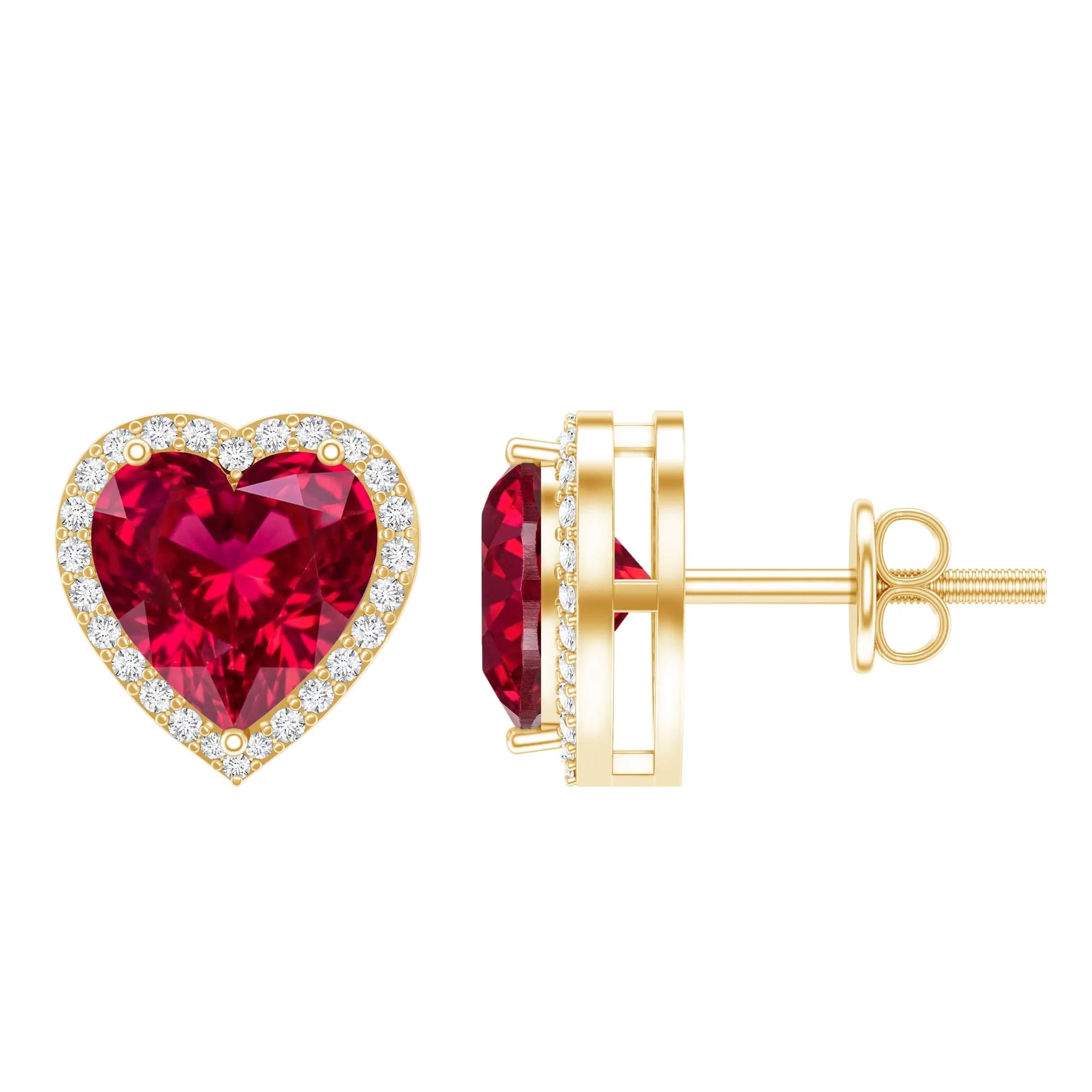 Certified 4 Carat Lab Grown Heart Earrings in Silver (AAAA Grade) Vintage Ruby Earrings - Gift for Women